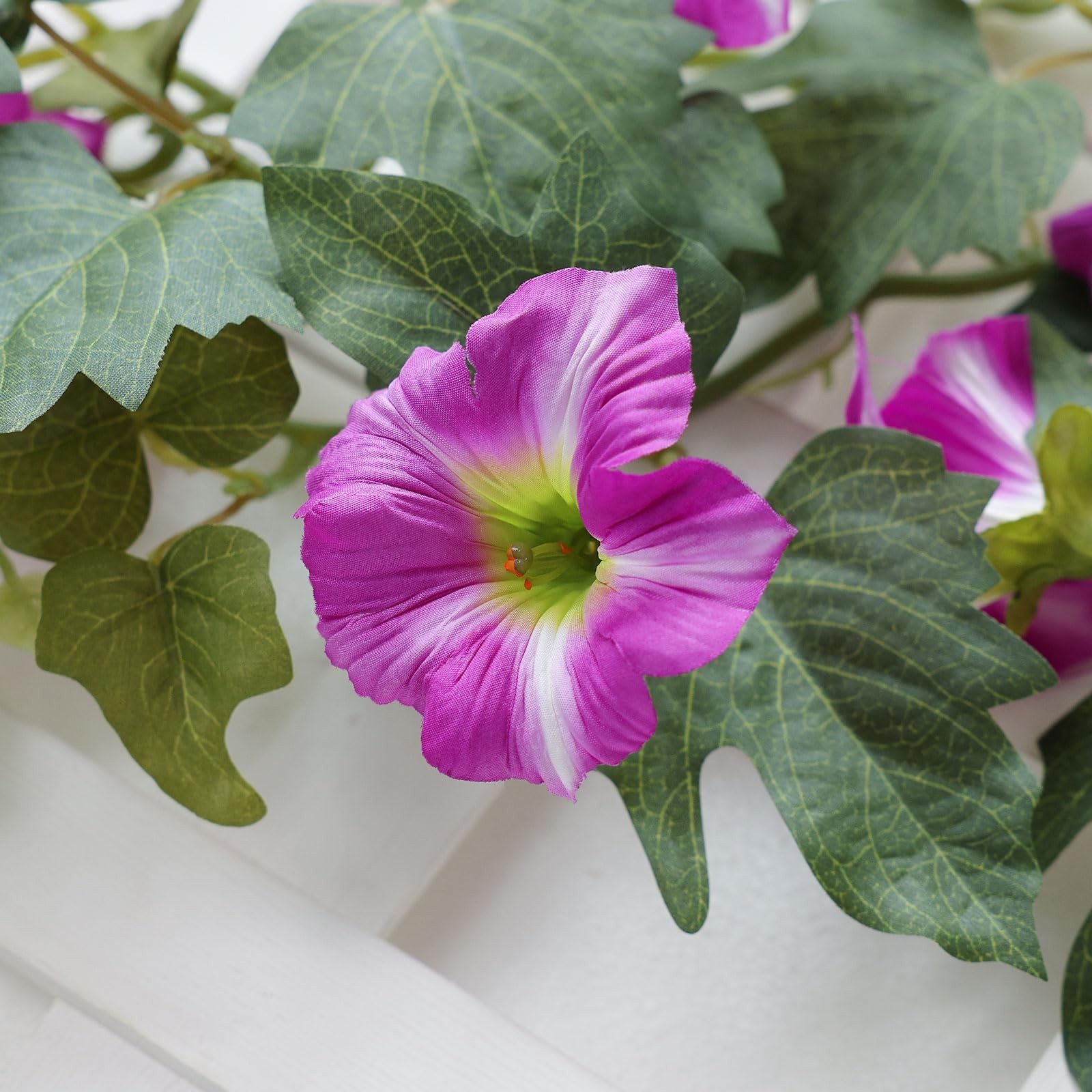 Artificial Petunias Flower Vines Garland 6 Feet Purple Faux Morning Glory Sil…