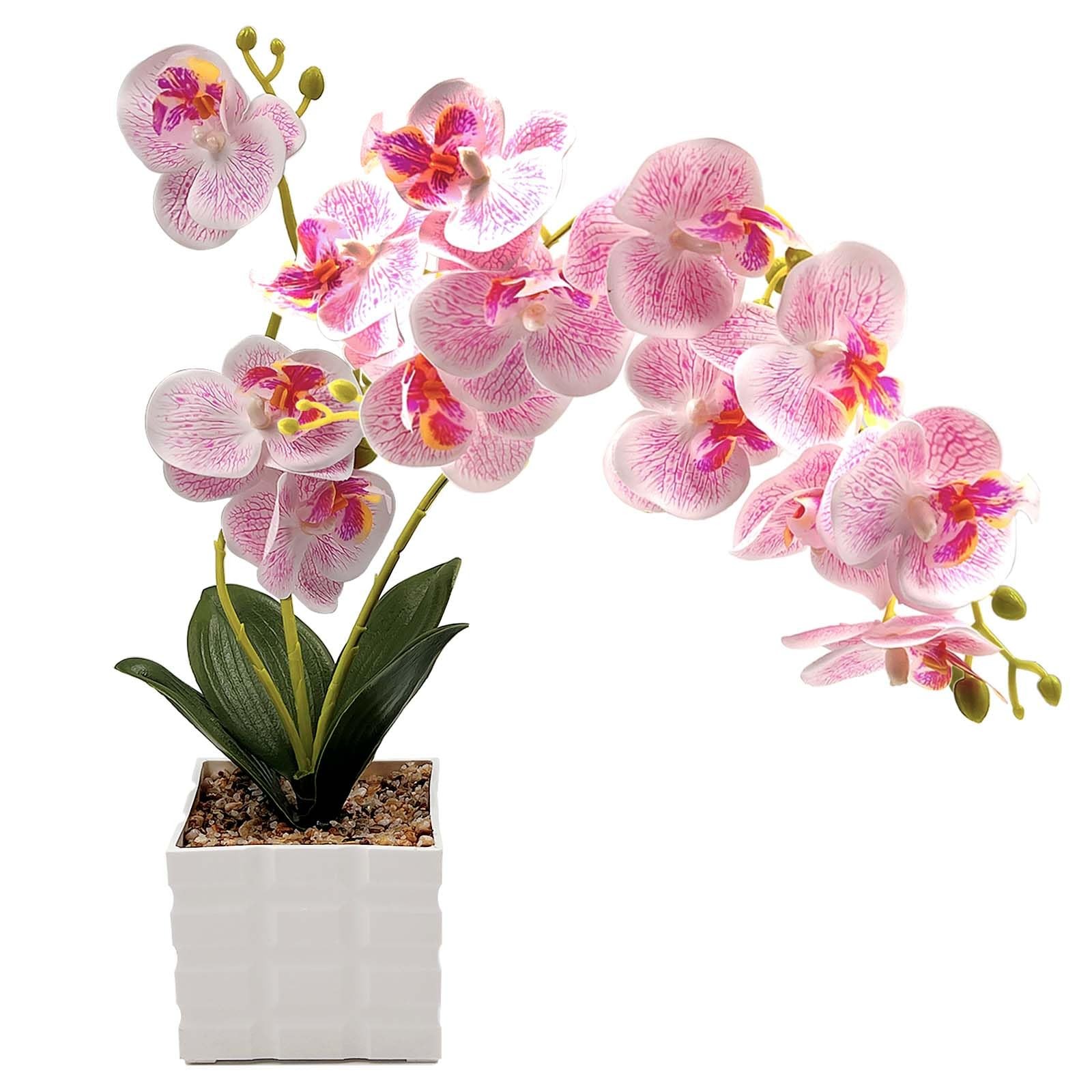 Daily Treasures 13-Heads Artificial Orchid Flower in Pot,50cm Silk Orchid Arr…