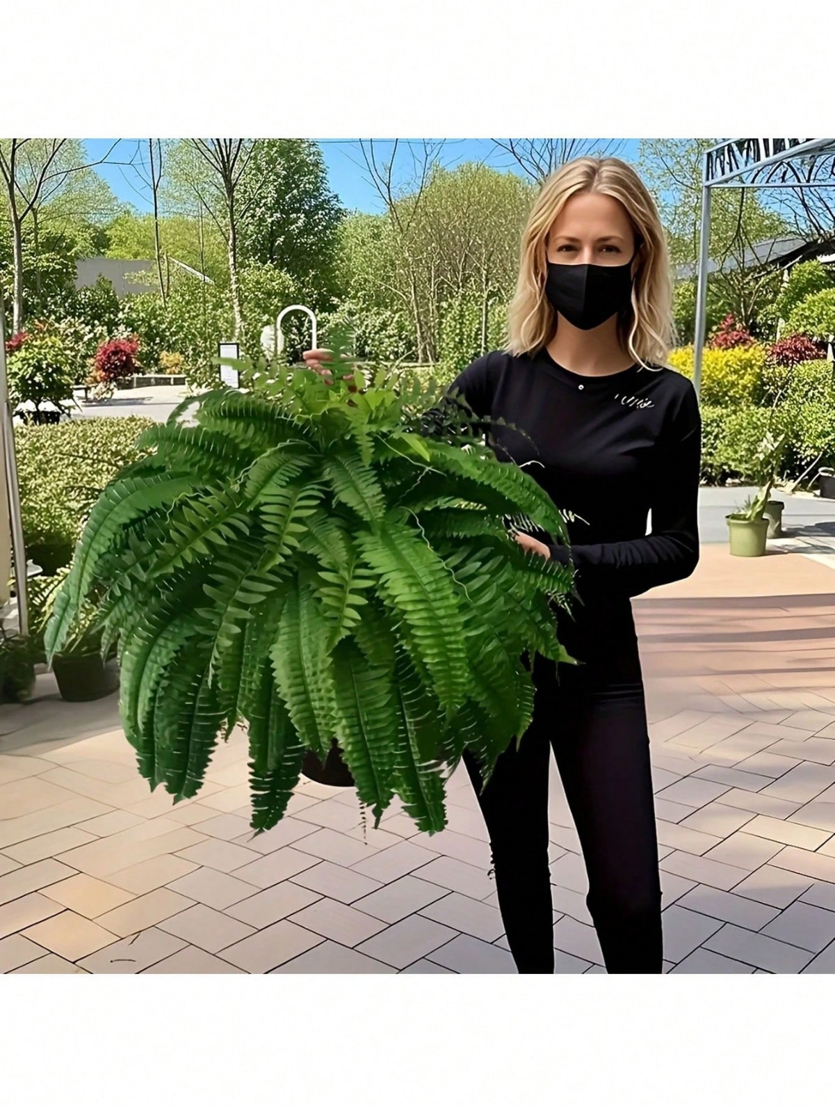 2 Pack Artificial Large Boston Fern Plant Wall Hanging Decoration Home Decor