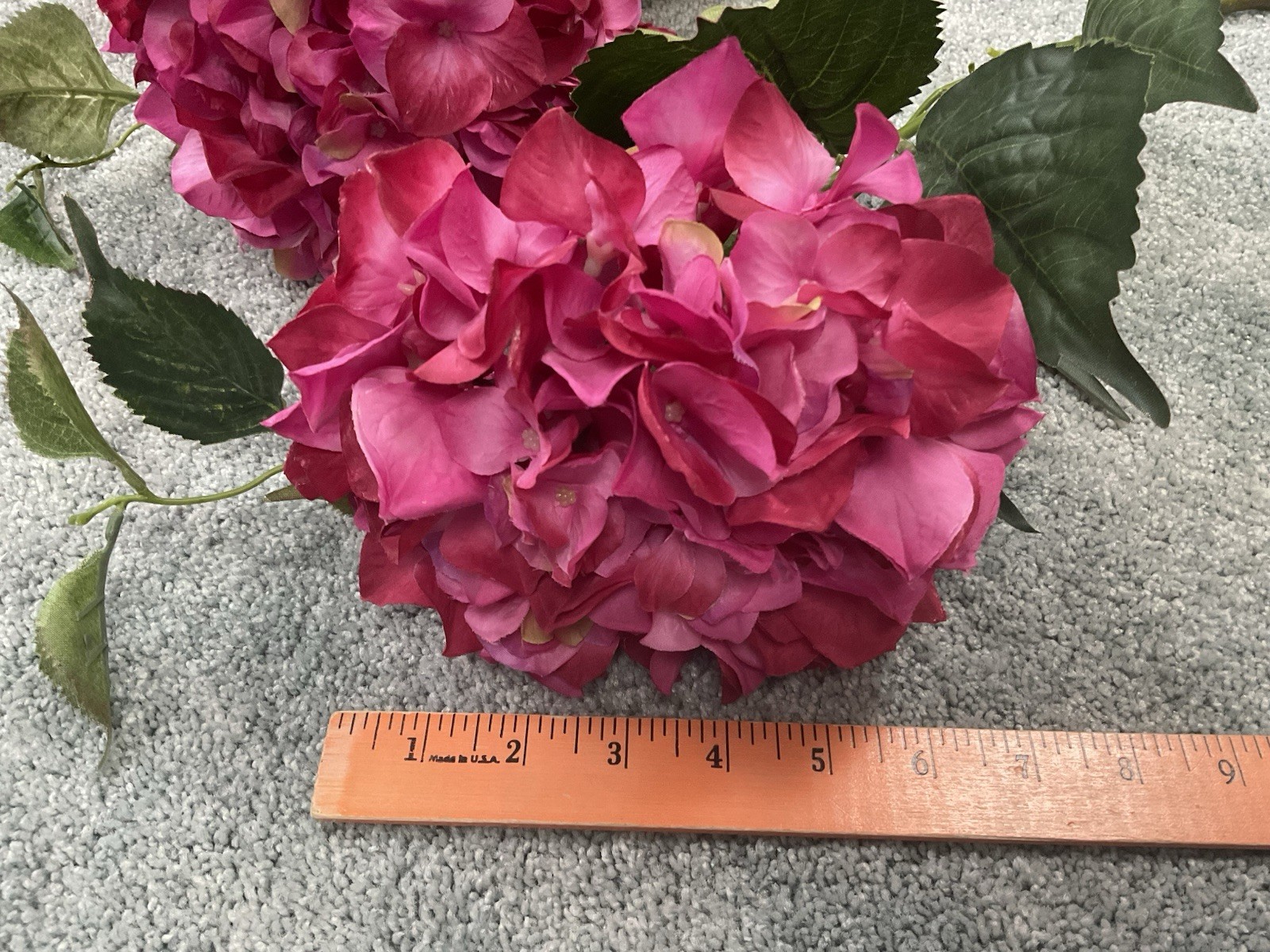 Artificial Hydrangea Spring Flowers ~ Pink & White ~ (5) Stems ~ 34” Long