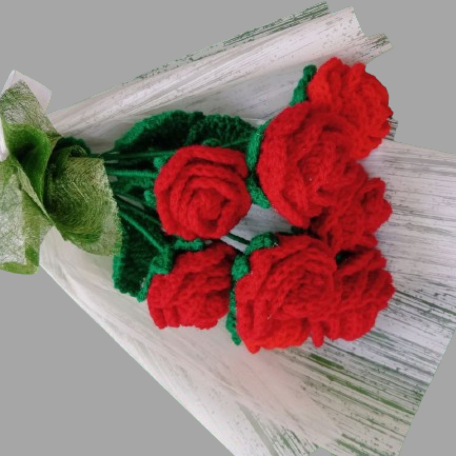 Hand Knitted Flower Wool Yarn Crochet Flowers Hand Woven Bouquet Wedding Home