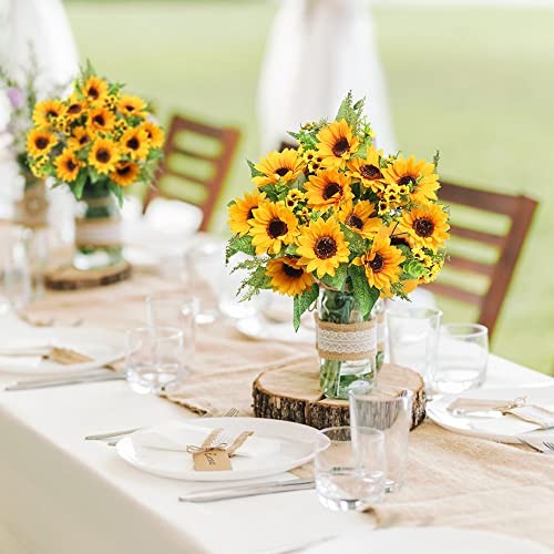 AmyHomie 2 Bunch Artificial Sunflower Bouquet Fall Decor