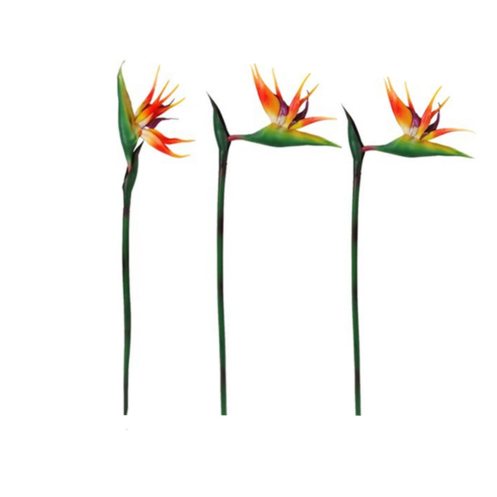 3 Pcs Large Orange Red Bird of Paradise 32 Inch Permanent Flowers,UV Resistan…