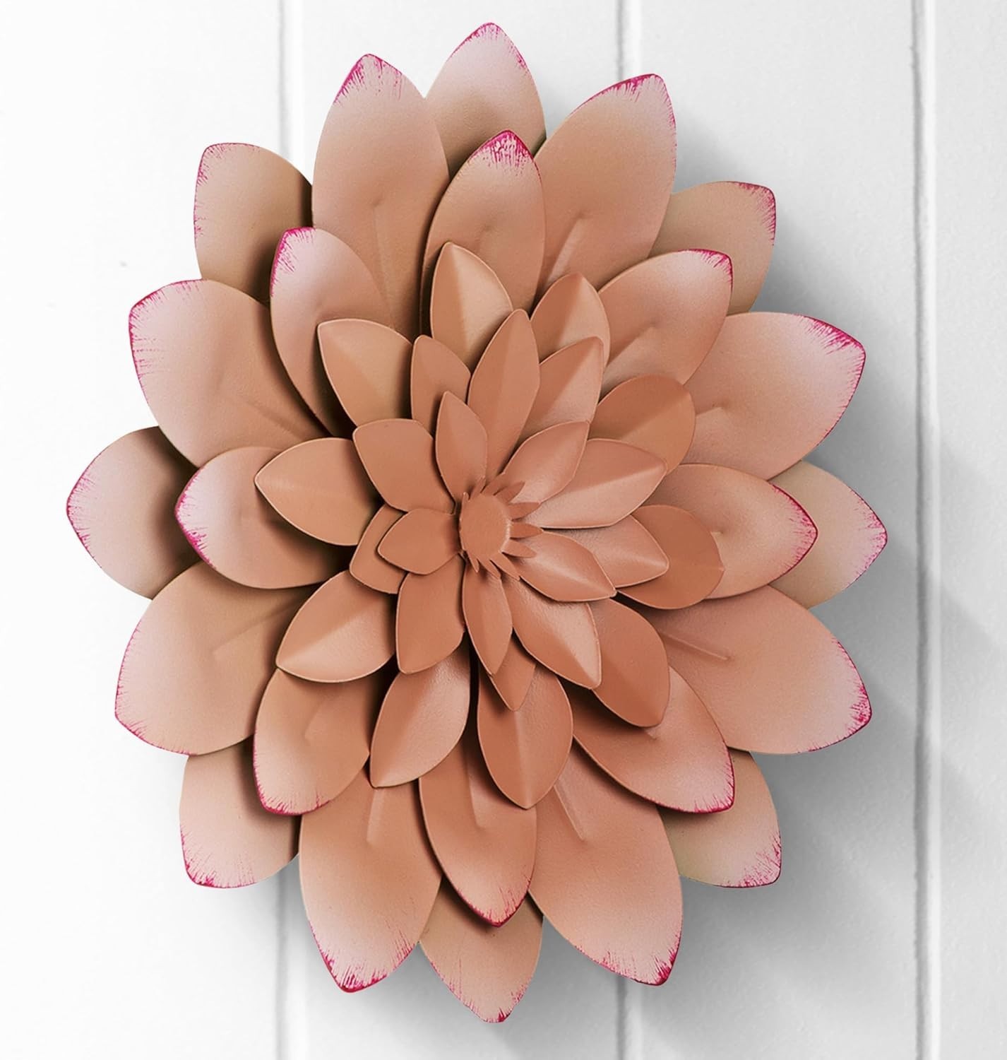 Succulent Metal Flowers Wall Decor – Pink, Hand Painted, 3D Flower Art Decora…