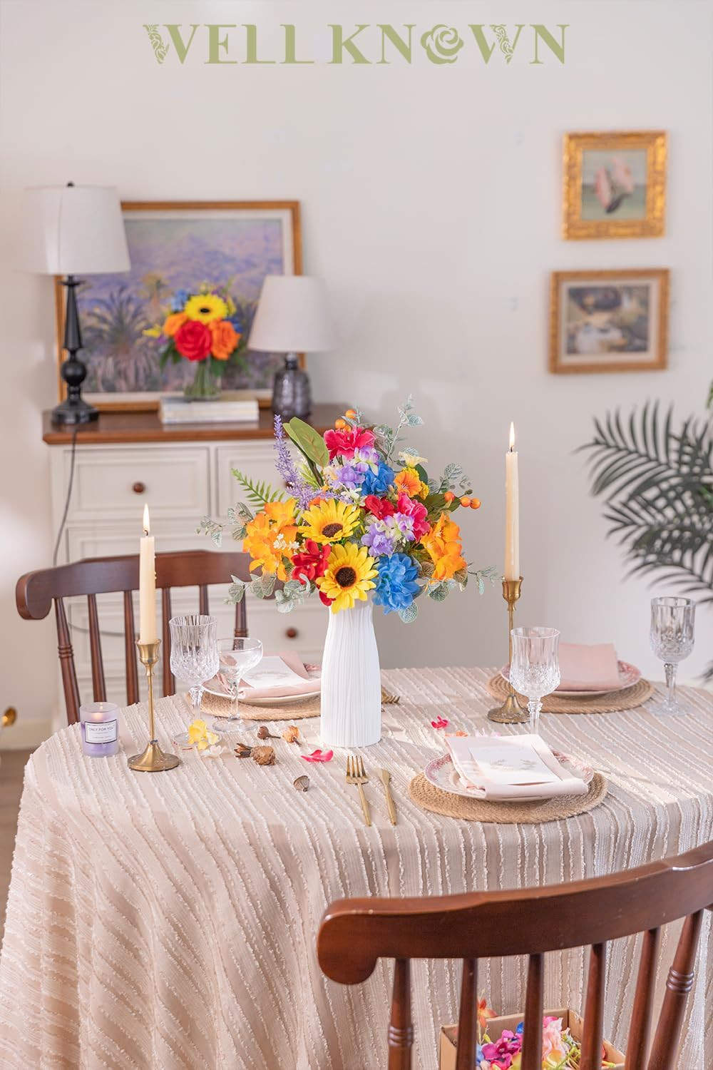 Rainbow Sunflower Artificial Flowers Bouquet for Home & Wedding Decor