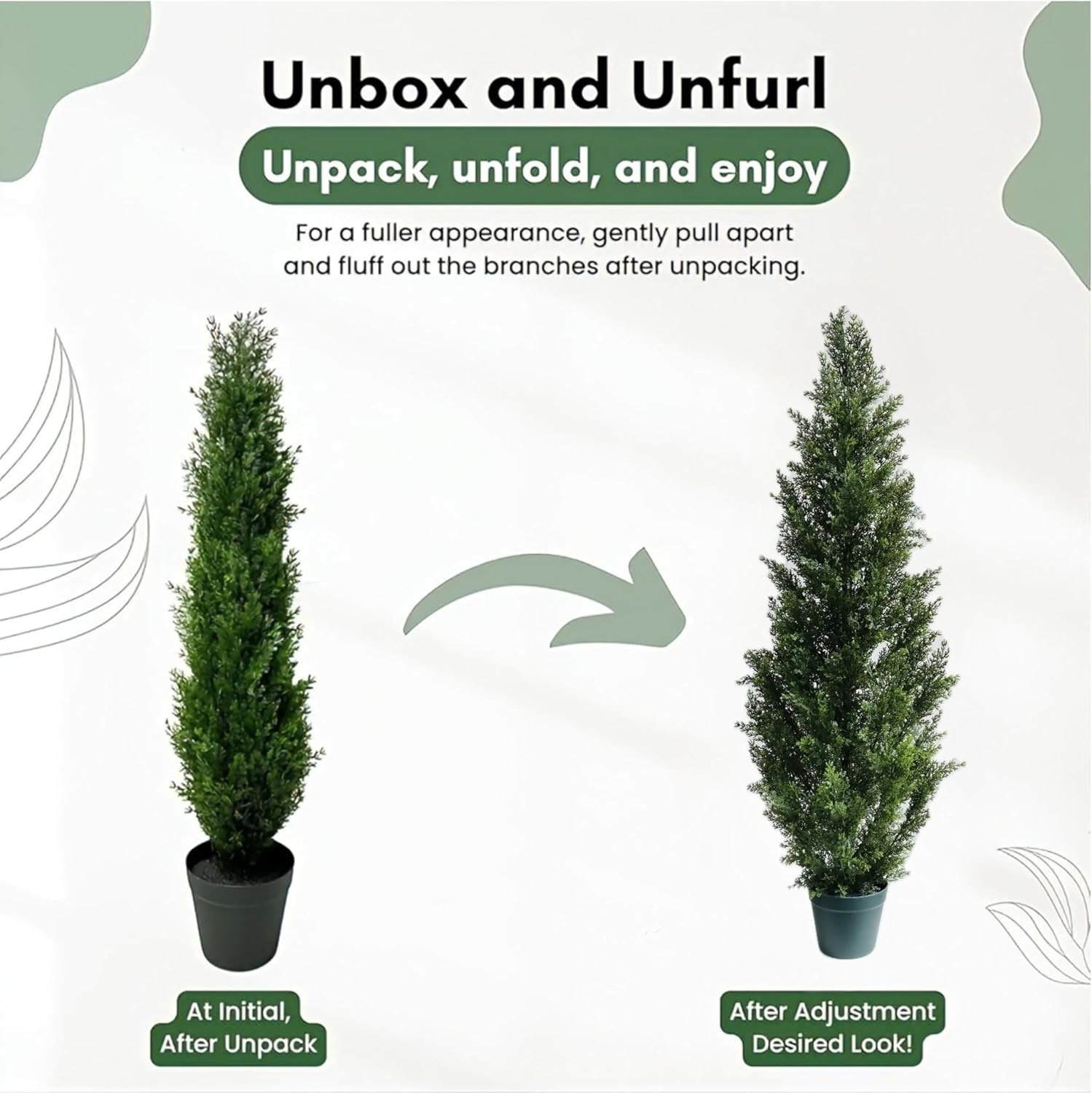 4 Feet Outdoor Artificial Topiary Cedar Tree, Set of 2 UV Resistant Potted Faux
