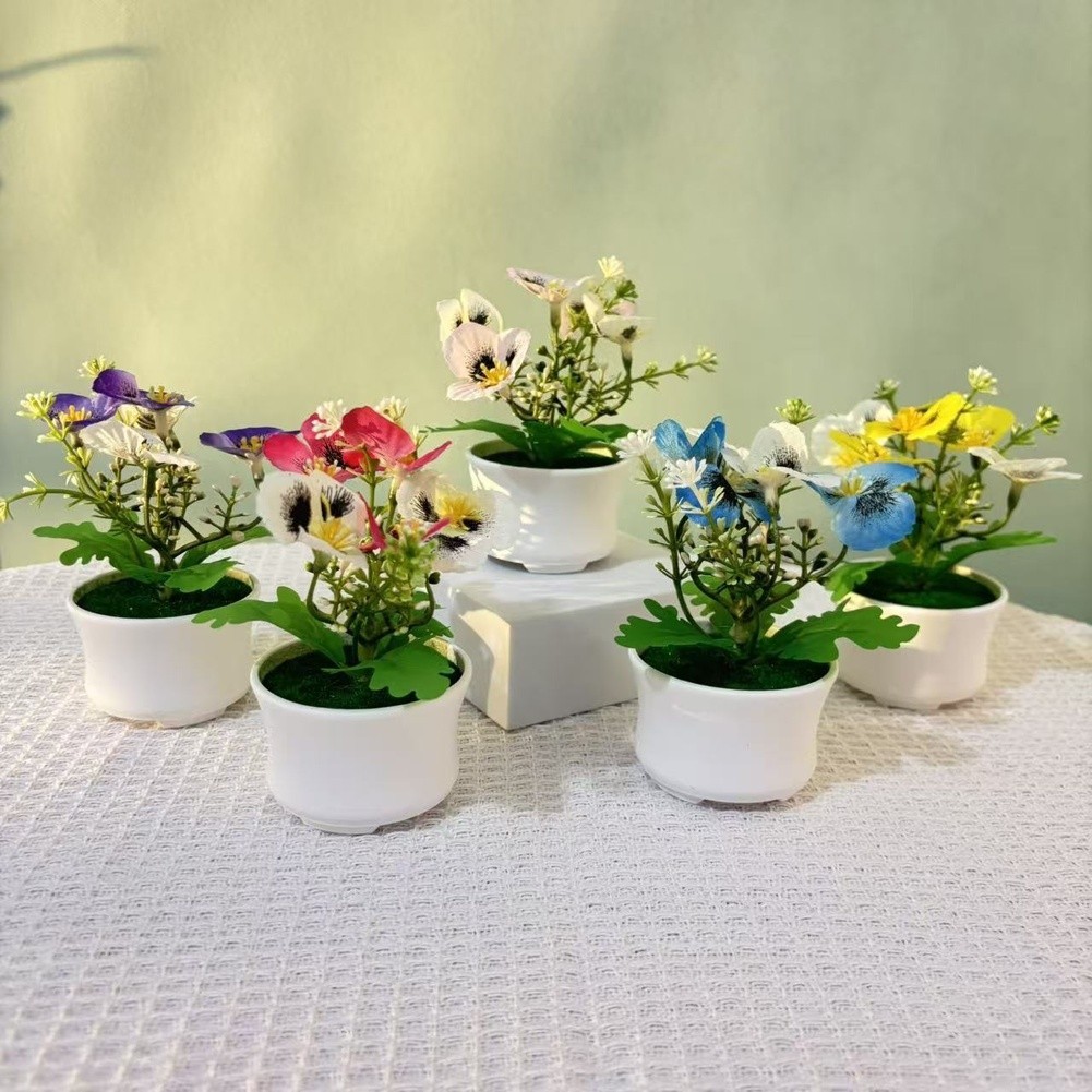 Realistic Fabric Phalaenopsis Orchid Potted Plant 12cm Tall for Indoor Decor