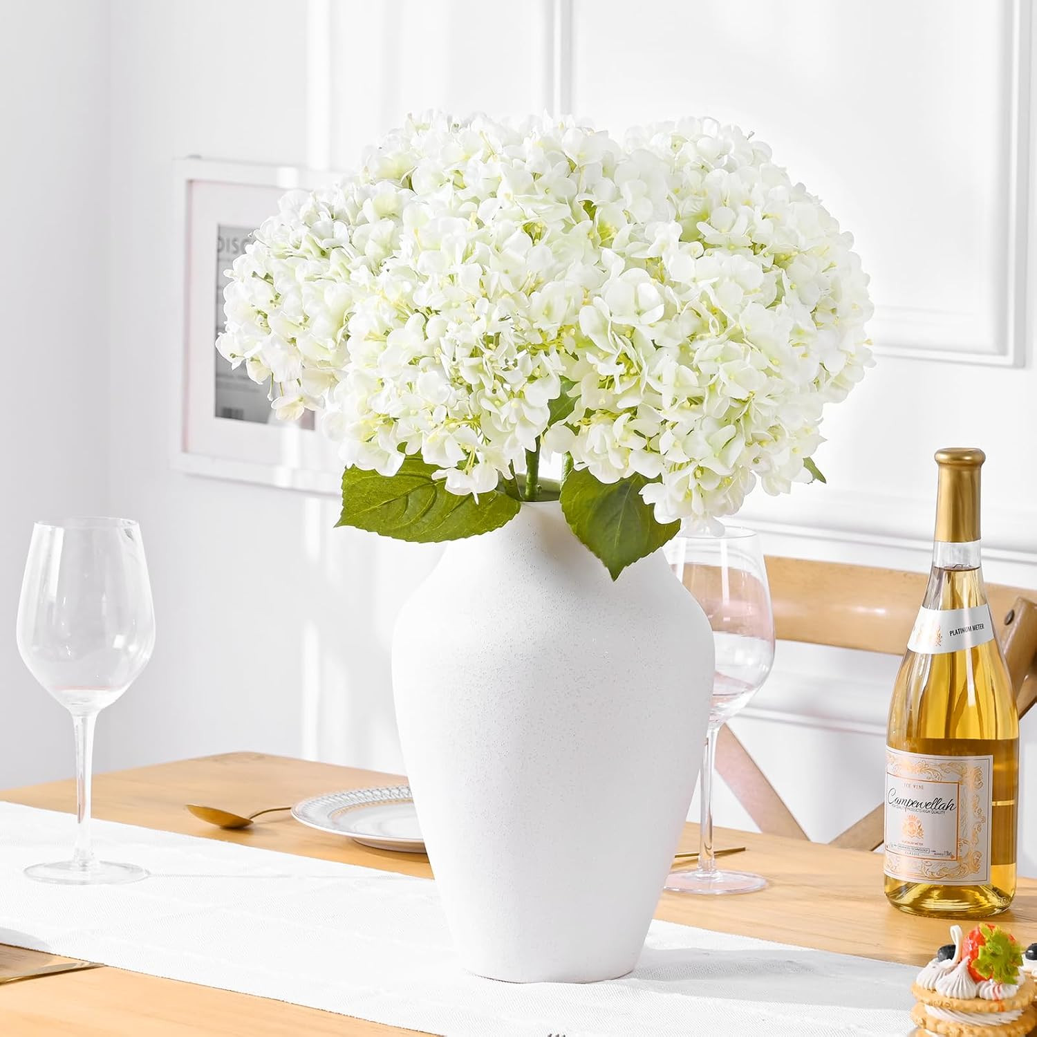 4PCS Hydrangea Artificial Flowers, Real Touch, 20″ Faux Hydrangea Flowers, Latex