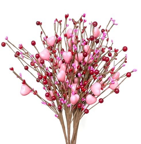 Valentine’s Day Decoration Pink Heart Picks Floral Gifts for Her Valentines
