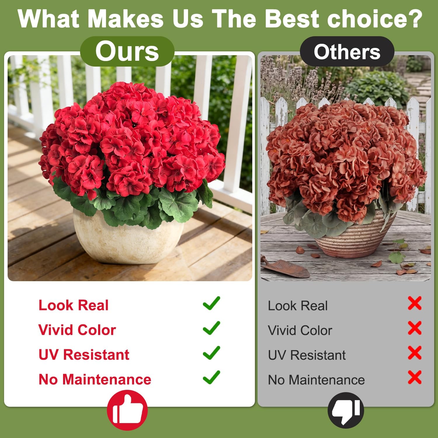 4 Bundles Artificial Geranium Flowers for Outdoors Silk Geranium Flowers Outd…