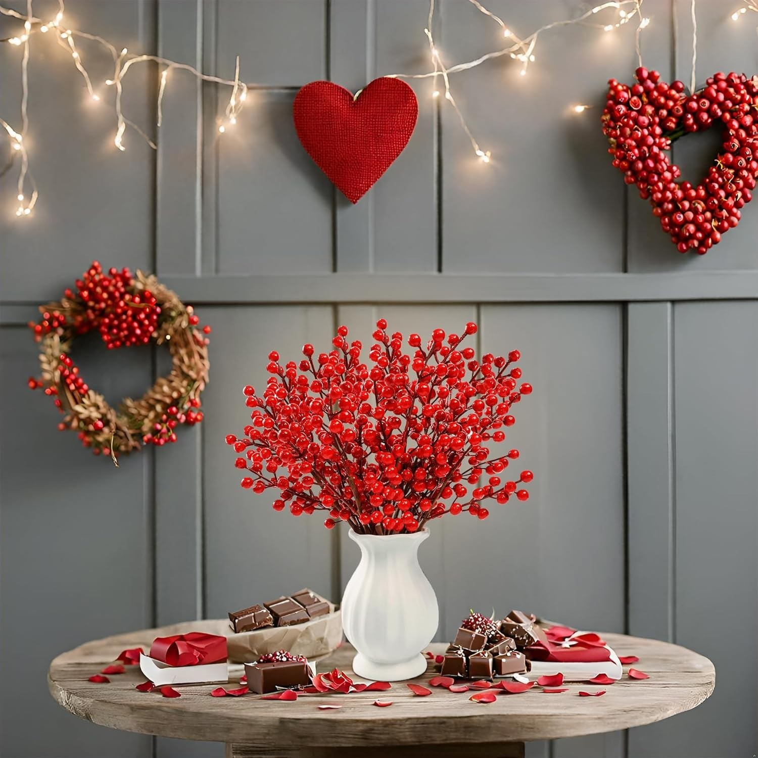12 Pcs Artificial Red Berries Stems 13.5″ Waterproof Berry Branches for Home …