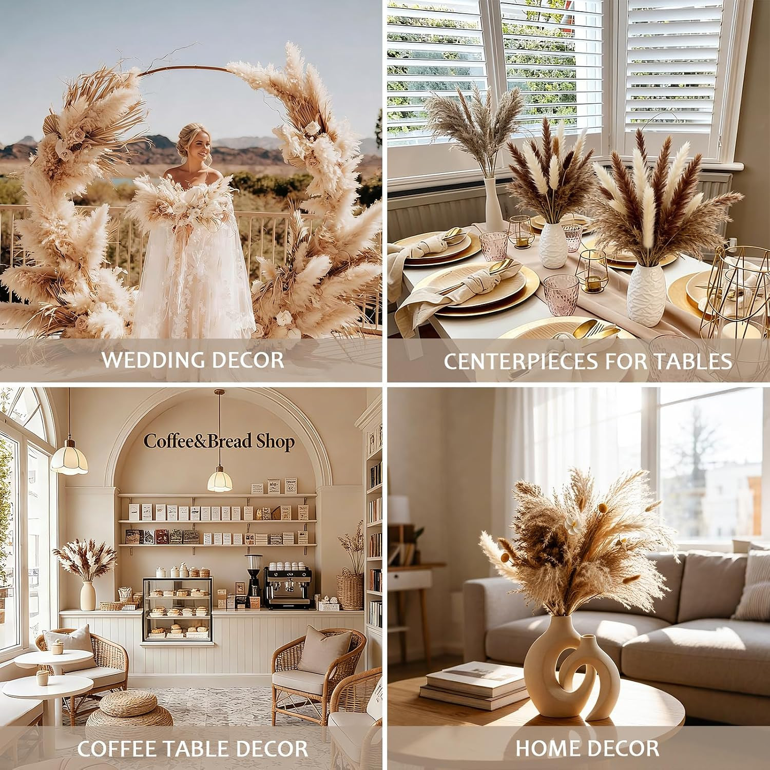 125 Stems Dried Pampas Grass Decor-Pampas Grass,Bunny Tails Grass.RusticFlowe…