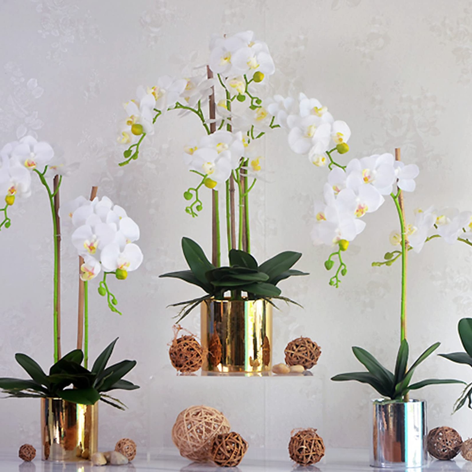 Big Artificial Green Phalaenopsis Orchid Leaves Faux Plant Decor 11 Inch