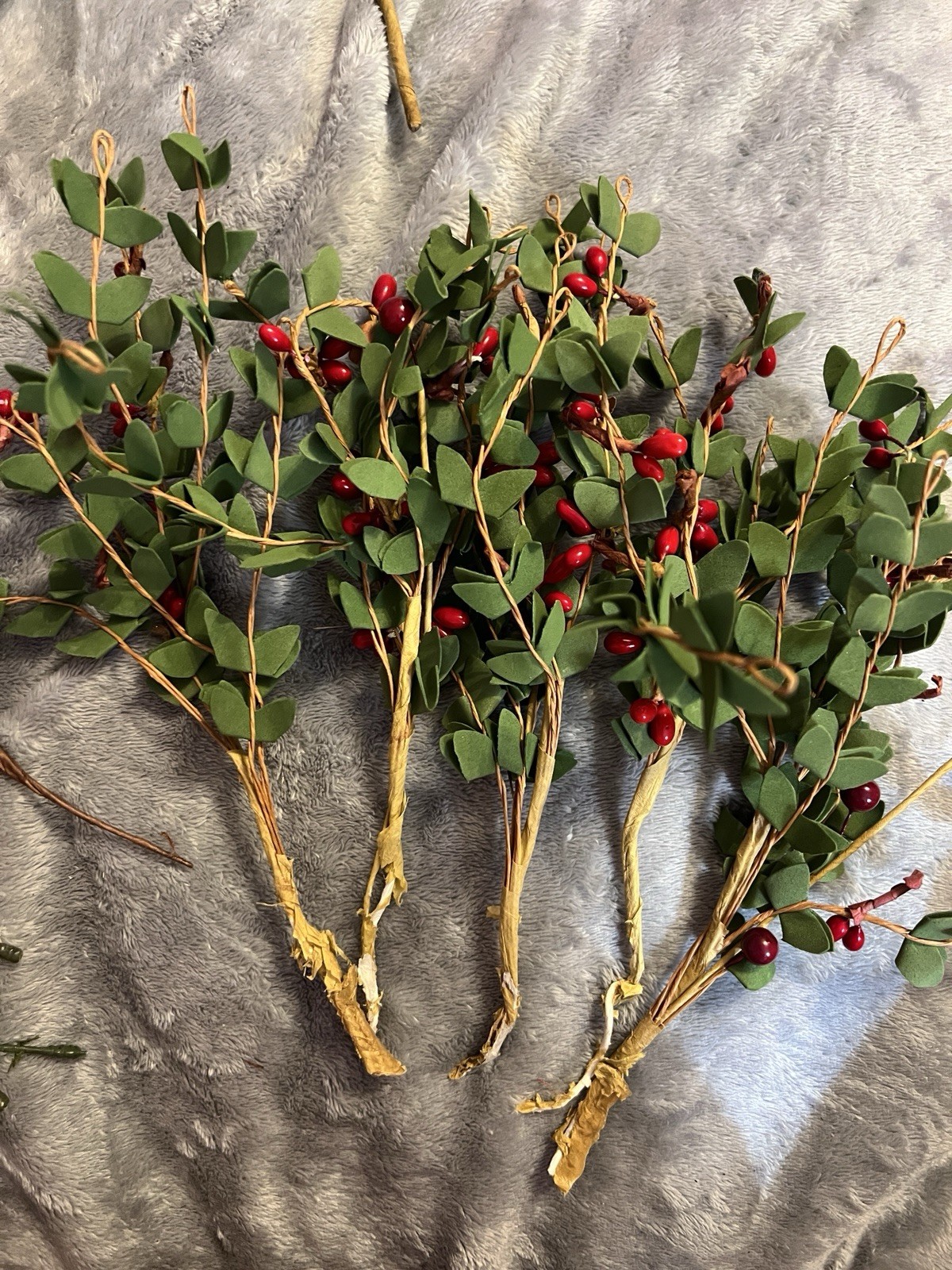 Christmas Floral Pick & Candle Ring Lot Rustic Berry Pinecone Greenery DIY