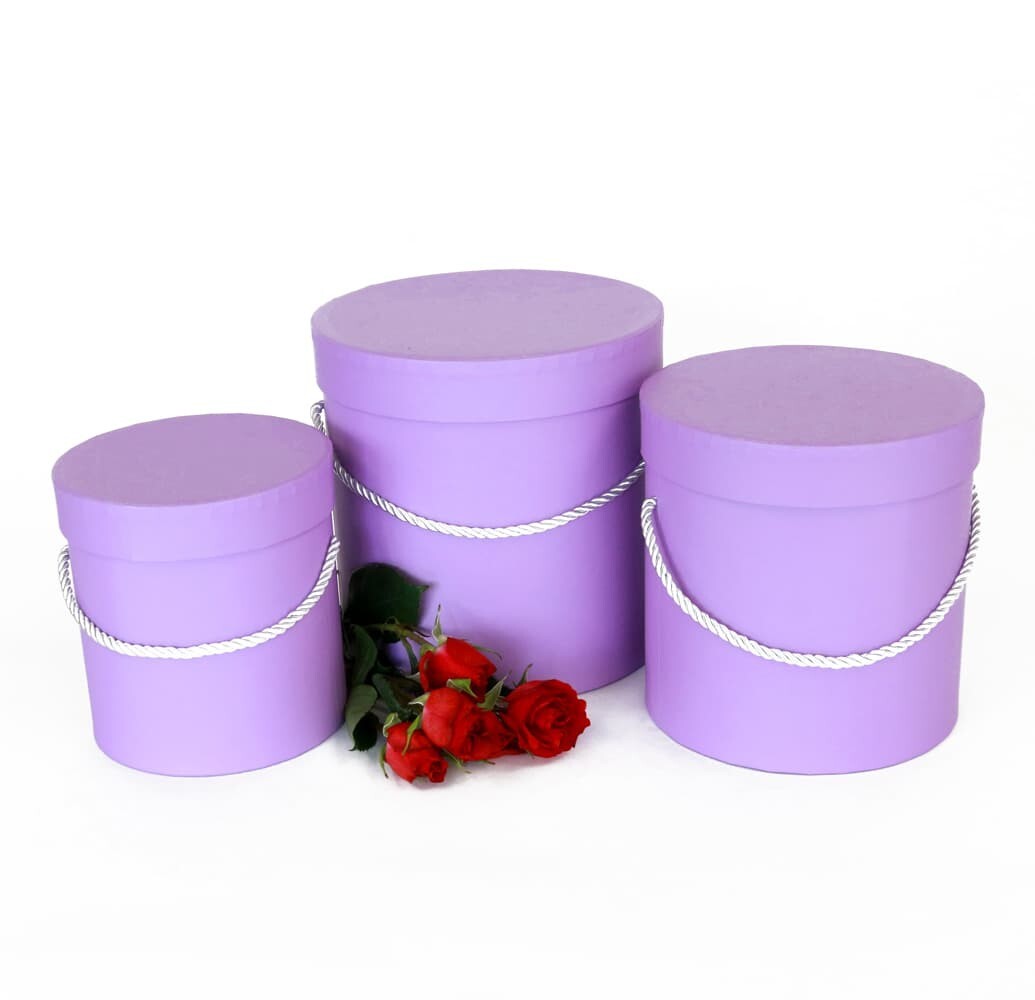 Premium Quality Round Flower Box, Floral Gift Box, Set of 3 pcs, with Lids