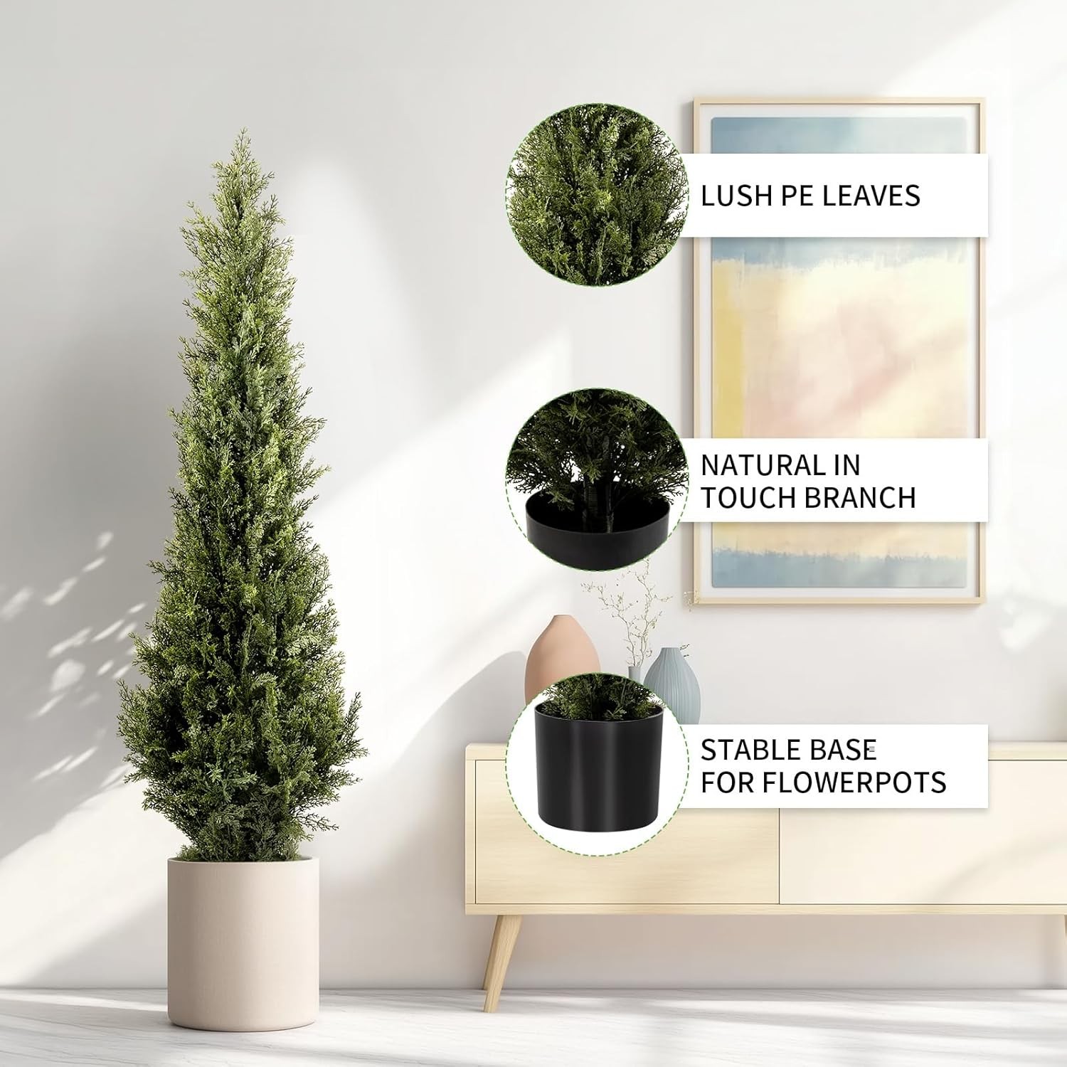 4FT Artificial Cedar Topiary Trees 2 Set Realistic Fake Cypress Tree Tall Faux