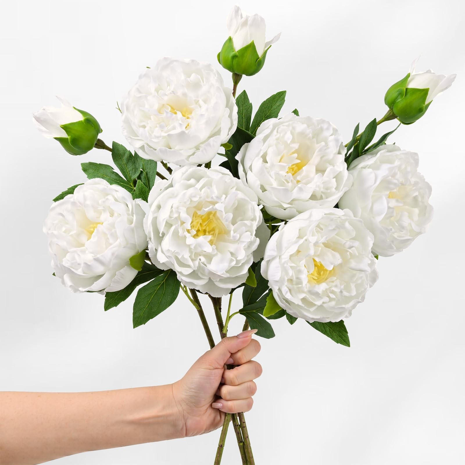 3PCS Real Touch Peonies Artificial Flowers, 22in White Fake Peonies Artificia…