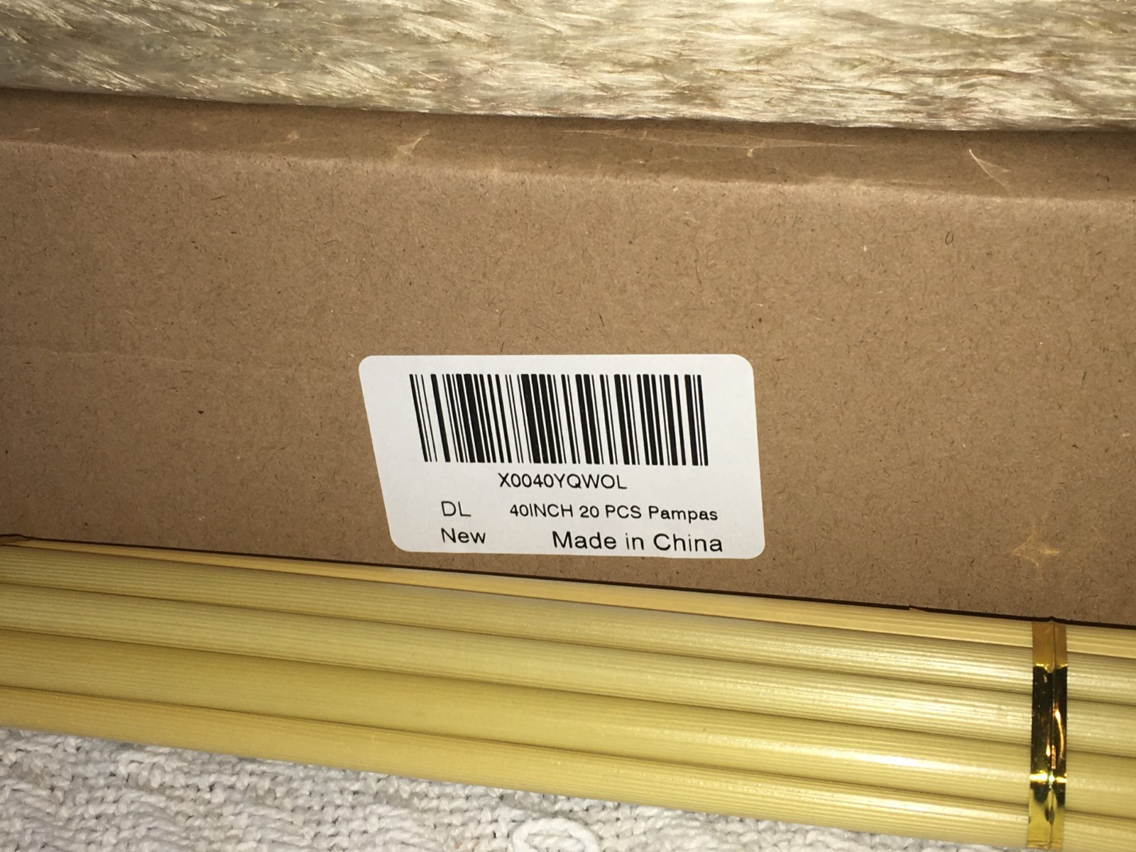 40 INCH 20 PCS PAMPAS GRASS DECOR NATURAL DRIED FLUFFY BROWN X0040YQW0L NEW BOX