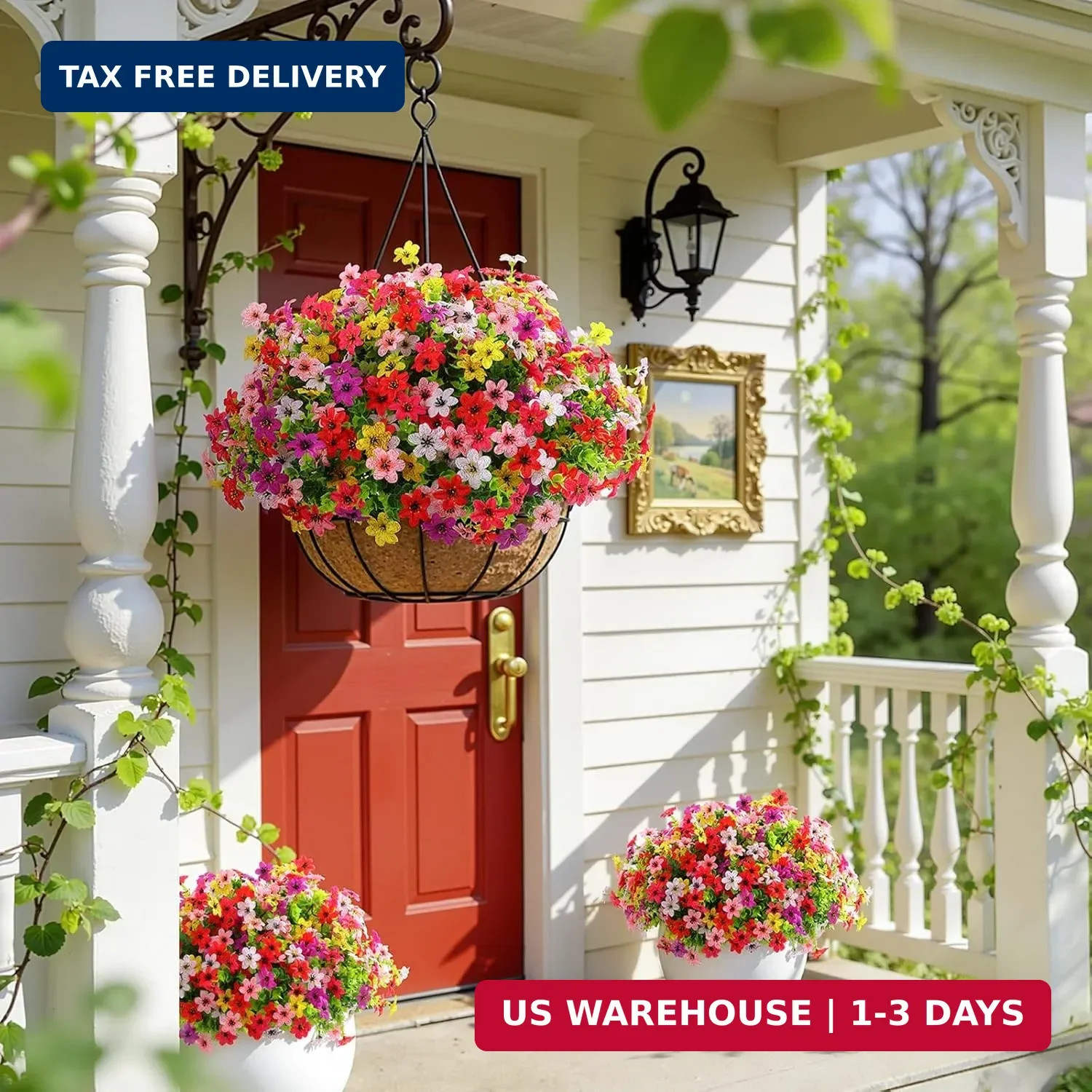 SHareconn 24 Bundles Artificial Flowers for Outdoors Spring Decoration, Fake Sil