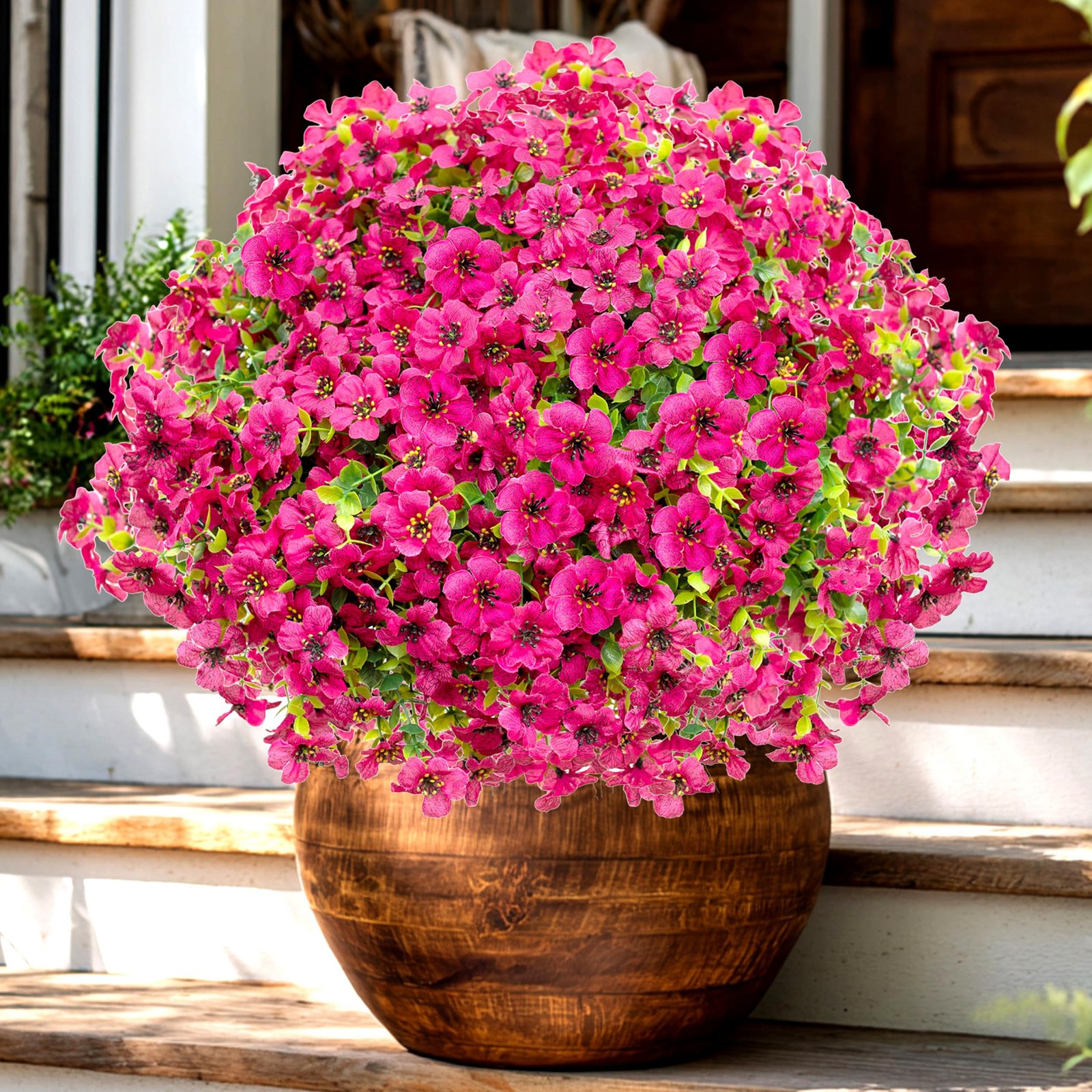 Artificial Flowers for Outdoors, 16 Bundles Fake Plants Red