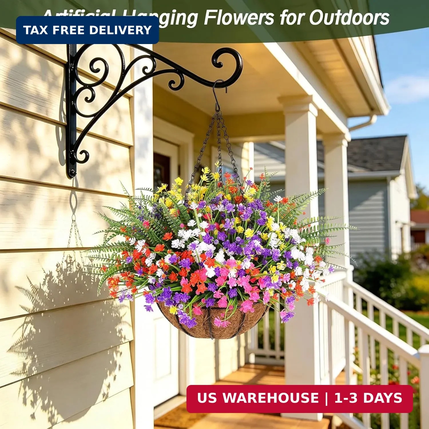 24 Bundles Artificial Outdoor Flowers, UV Resistant Faux Flowers for Outdoor Pla