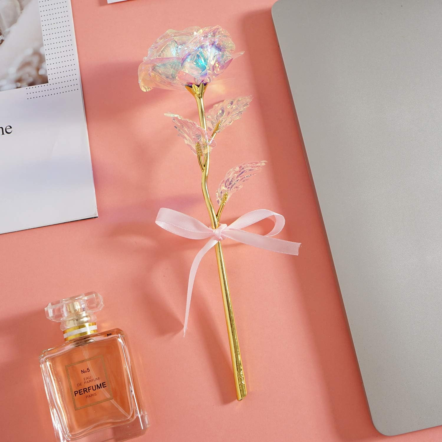 Regalo para mujer mama rosa galaxia flores artificiales eternas para madre