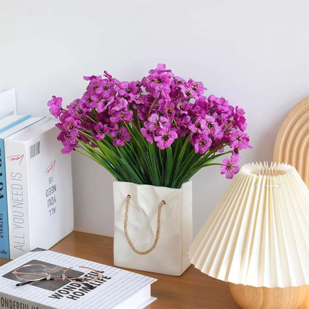 10 Bundles Artificial Flowers Fake Outdoor UV Resistant Plants Shrubs Decor NEW