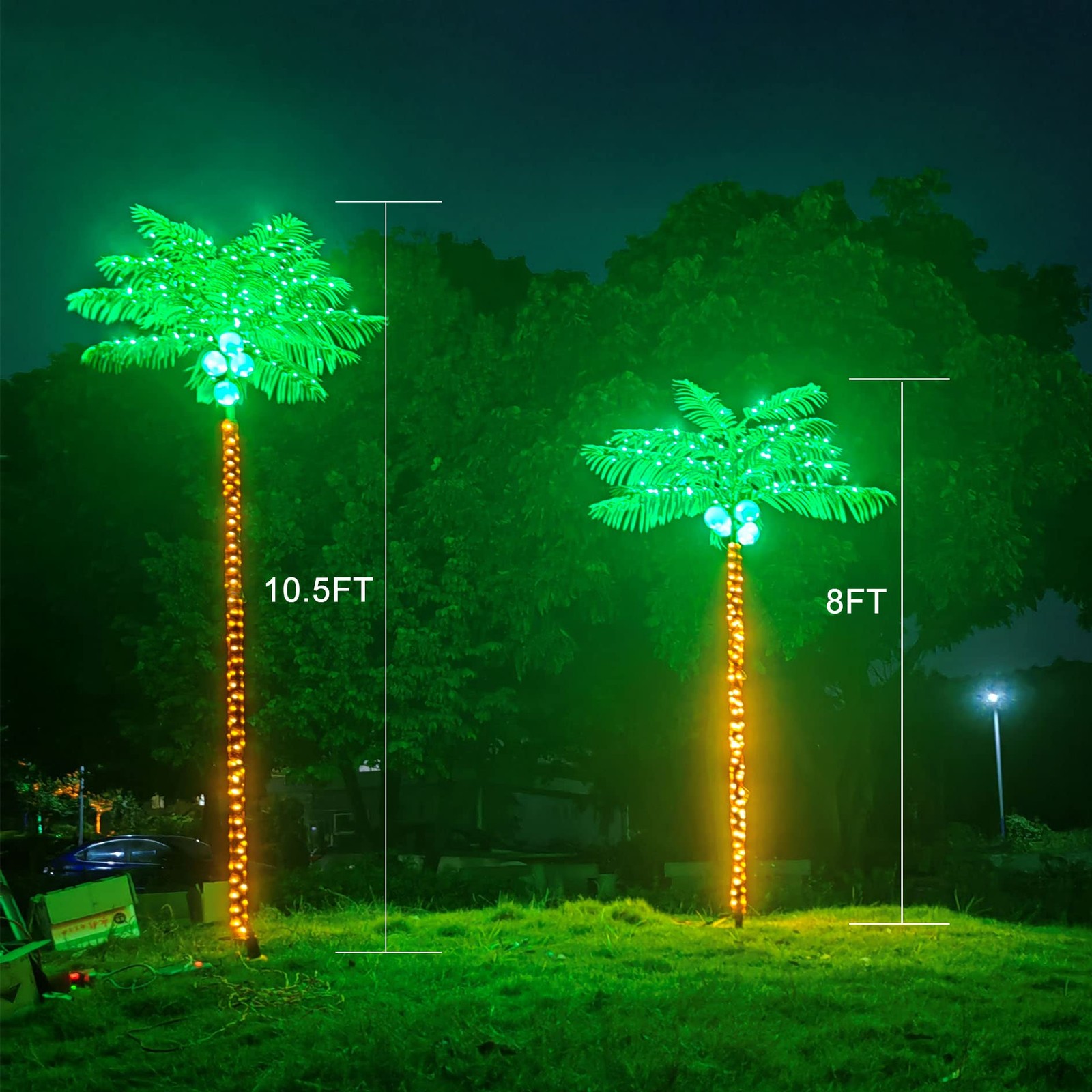 Palm Trees for Outside Patio Decor, 8FT 300LED Lighting Artificial Palm Tree wit