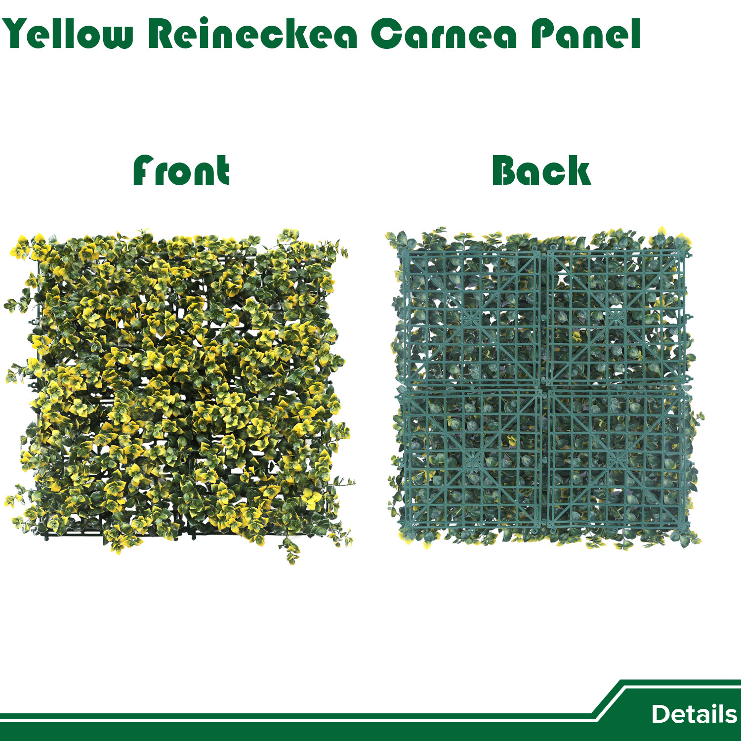 20″ Artificial Faux Yellow Reineckea Carnea Leaf Mats Wall Hedge Decor Panel DIY