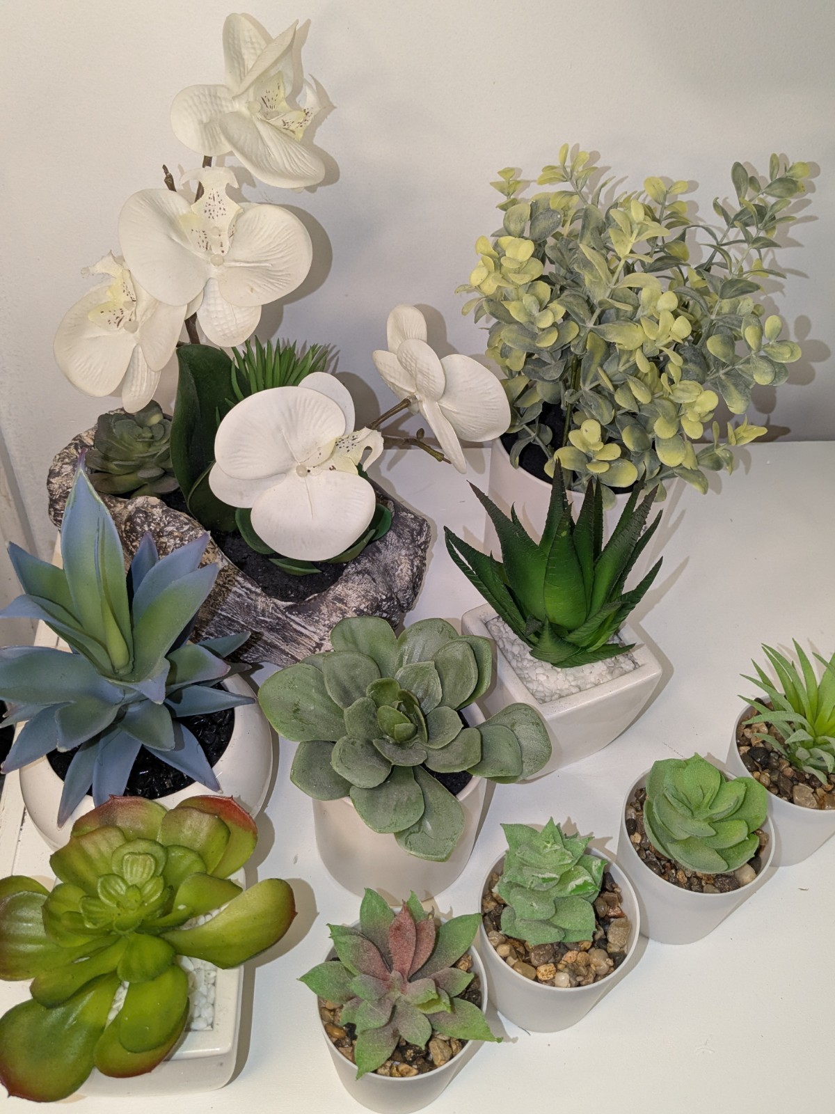 10pc Faux Succulent Plant Lot Artificial Home Office Decor Bundle