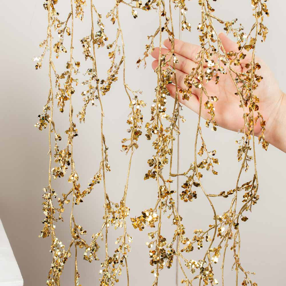 6ft Cascading Silver Glittered Floral Branch