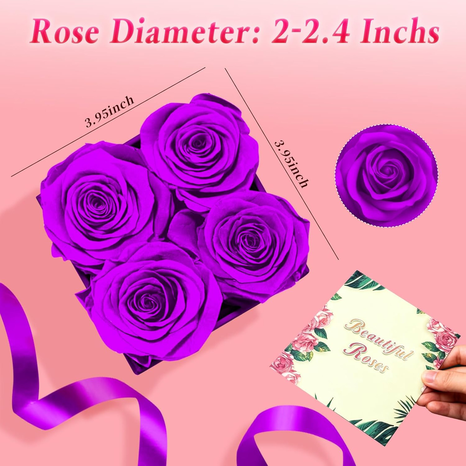 Purple Preserved Forever Roses Gift Box for Women Men Anniversary Valentine’s