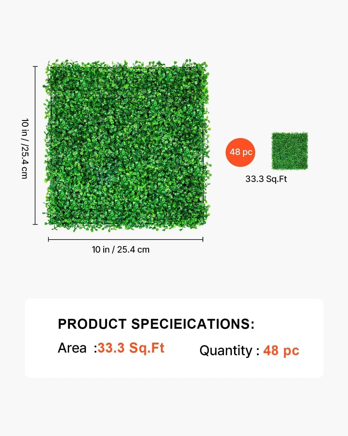 48pcs Artificial Boxwood Hedge Wall Panels – 10×10 Inches for Indoor & Outdoo…
