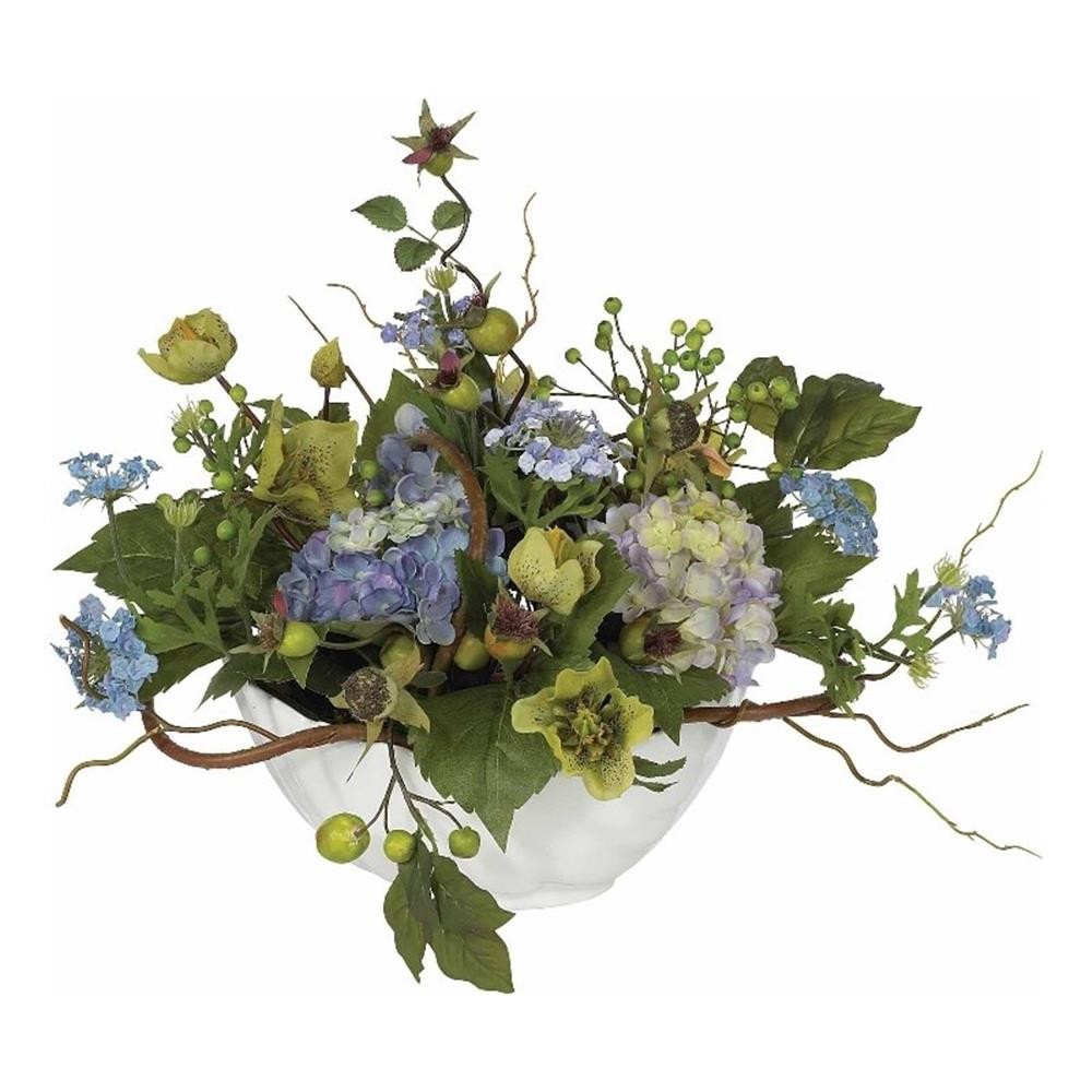 Nearly Natural Hydrangea Centerpiece in Blue