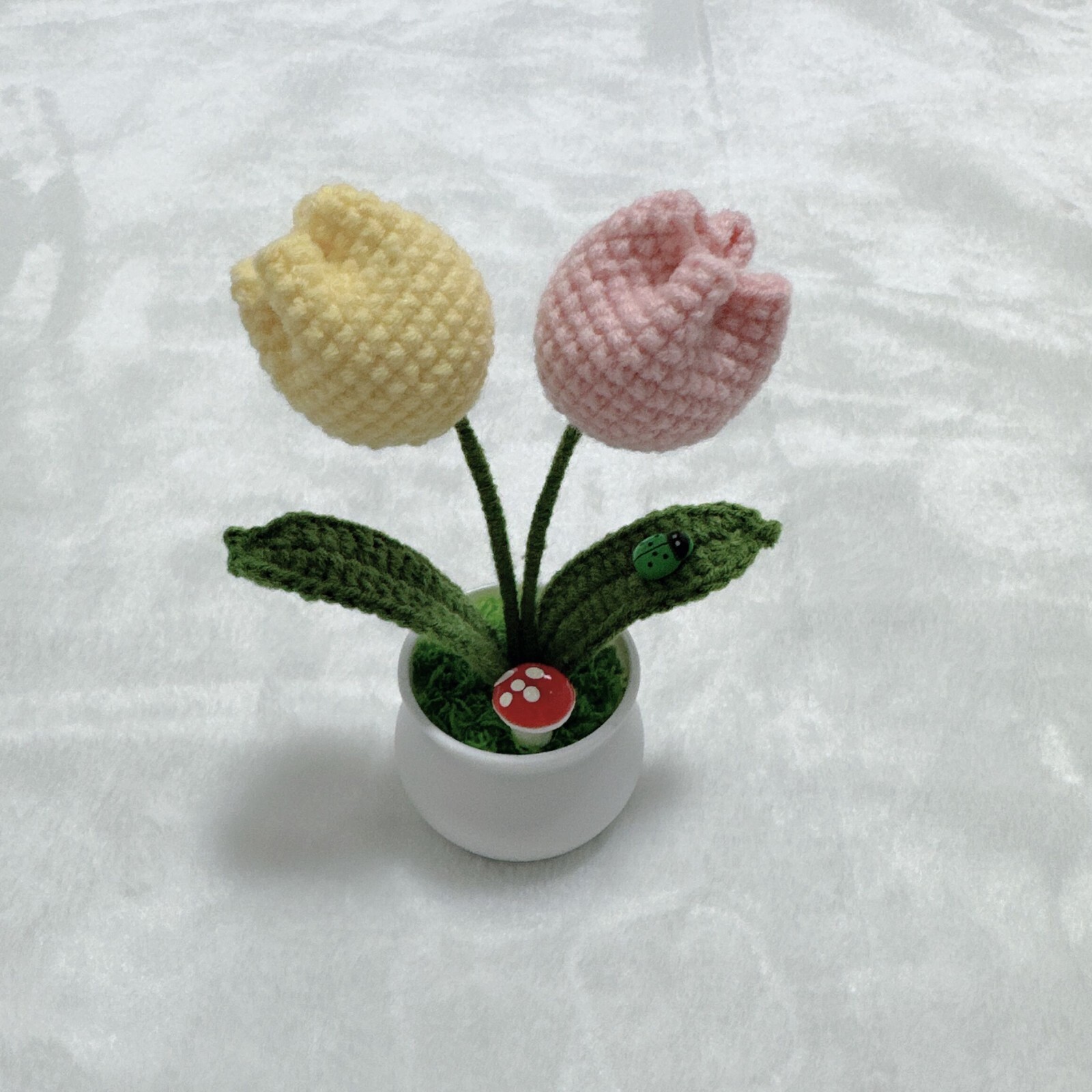 DIY Handmade Mini Flower Plants Crochet Woolen Potted Ornament For Decoration