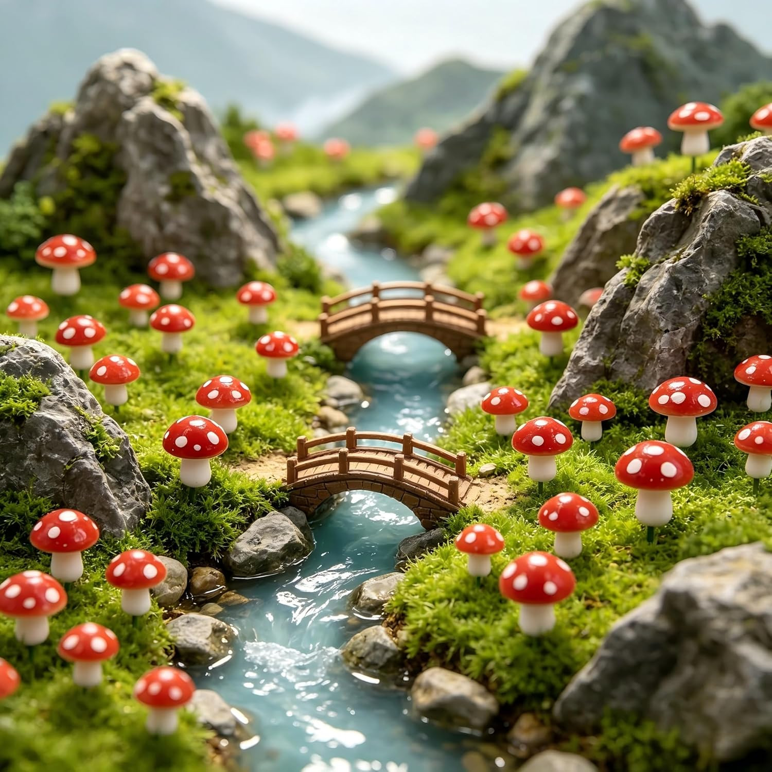 Terrarium Decorations Mushrooms Mini: 100PCS Realistic Moss Accents for Bonsai L
