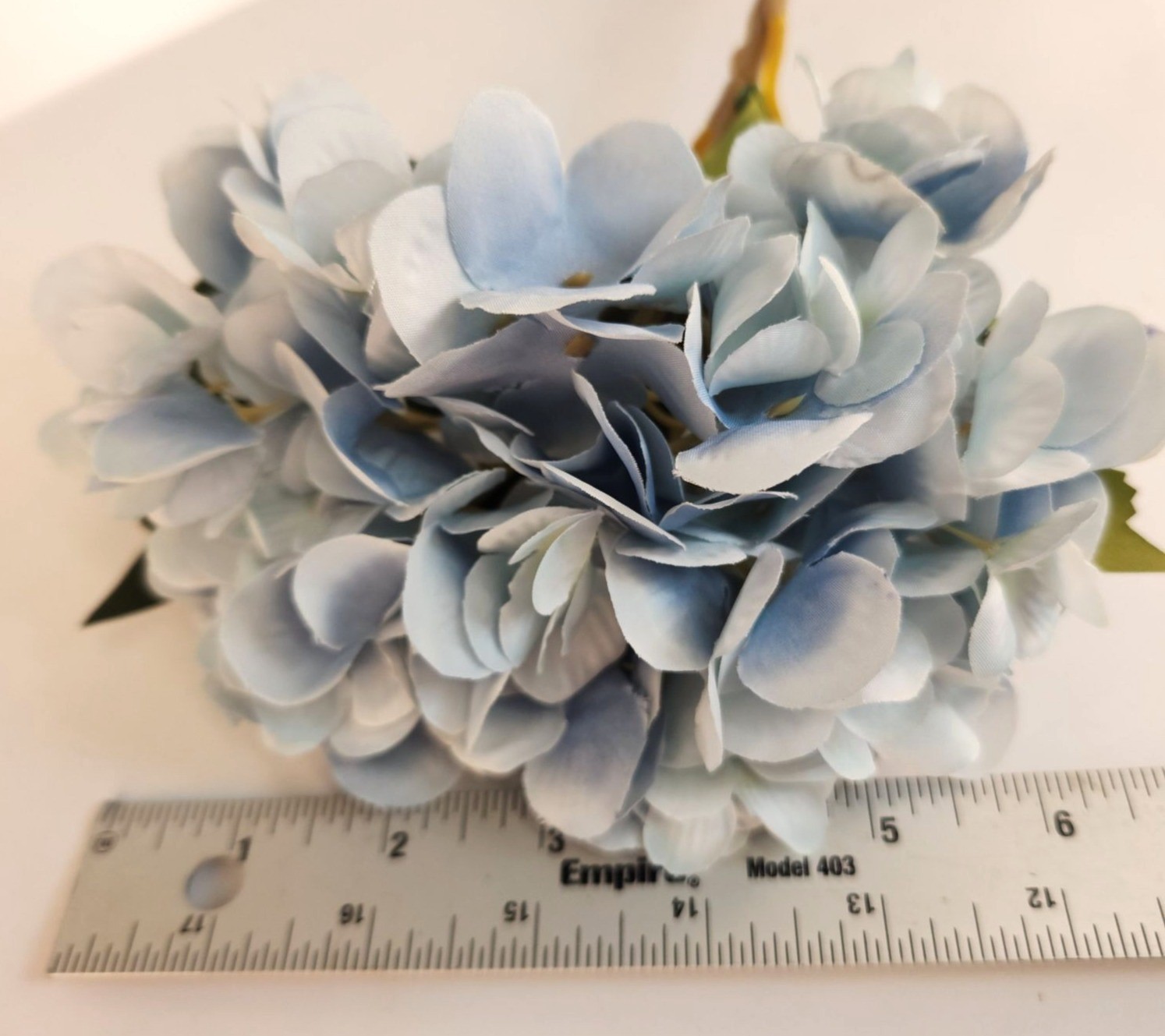 Soft Blue Faux Hydrangea Stem 18 Inch Wedding Artificial Silk Flower Large Bloom