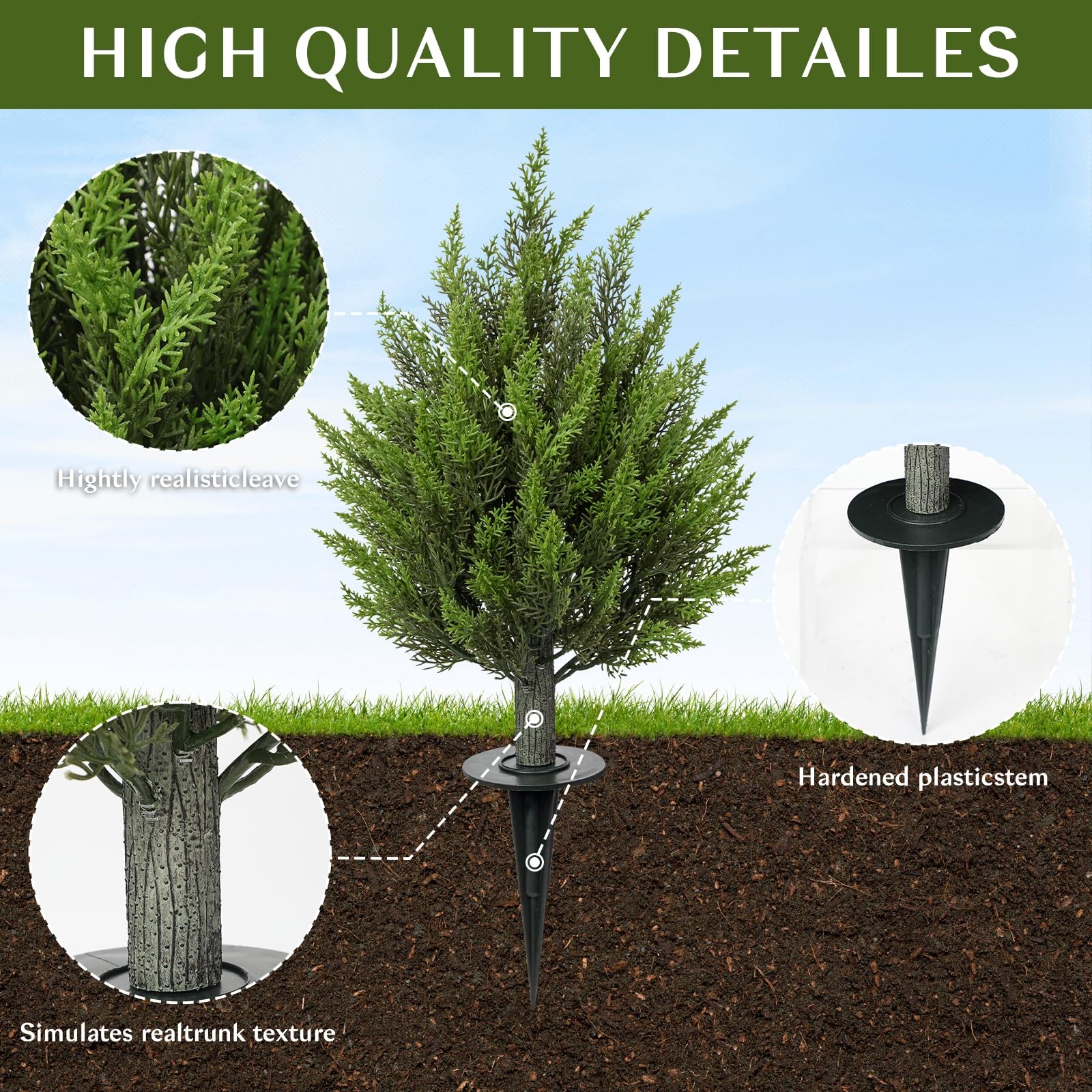 25.6” Outdoor Artificial Cedar Plant, Realistic Cypress Topiary Trees with G…