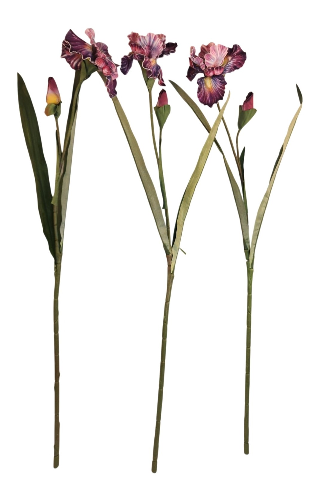 Artificial Iris Flower 33 Inch Tall Purple Faux Iris Stem Hand Painted Look Flor