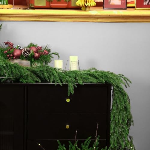 4 Pcs 6 Ft Artificial Norfolk Pine Garland, Real Touch Dense Faux 6FT-4PCS