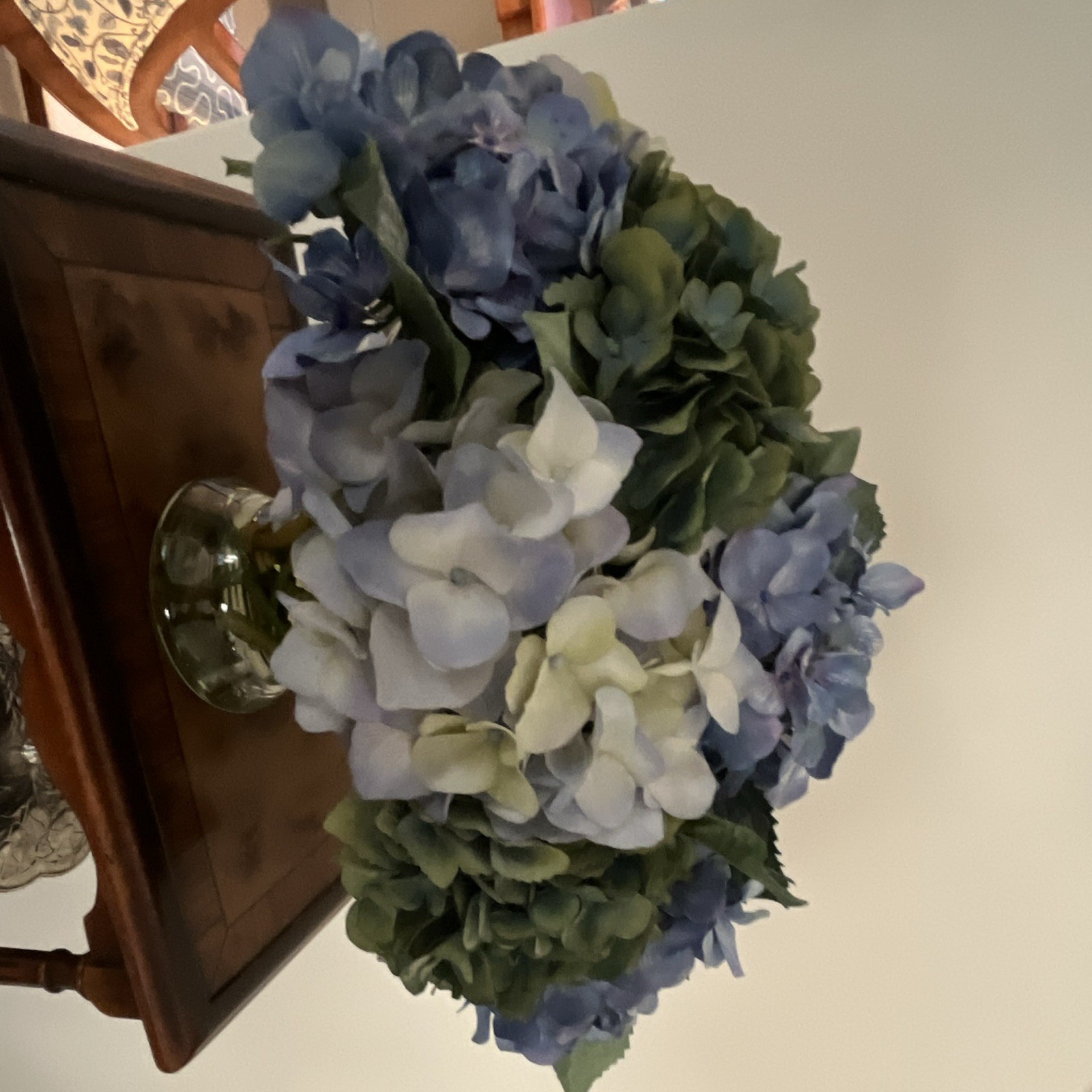 Blue White Green Artificial Hydrangea Floral Wreath Door Decoration
