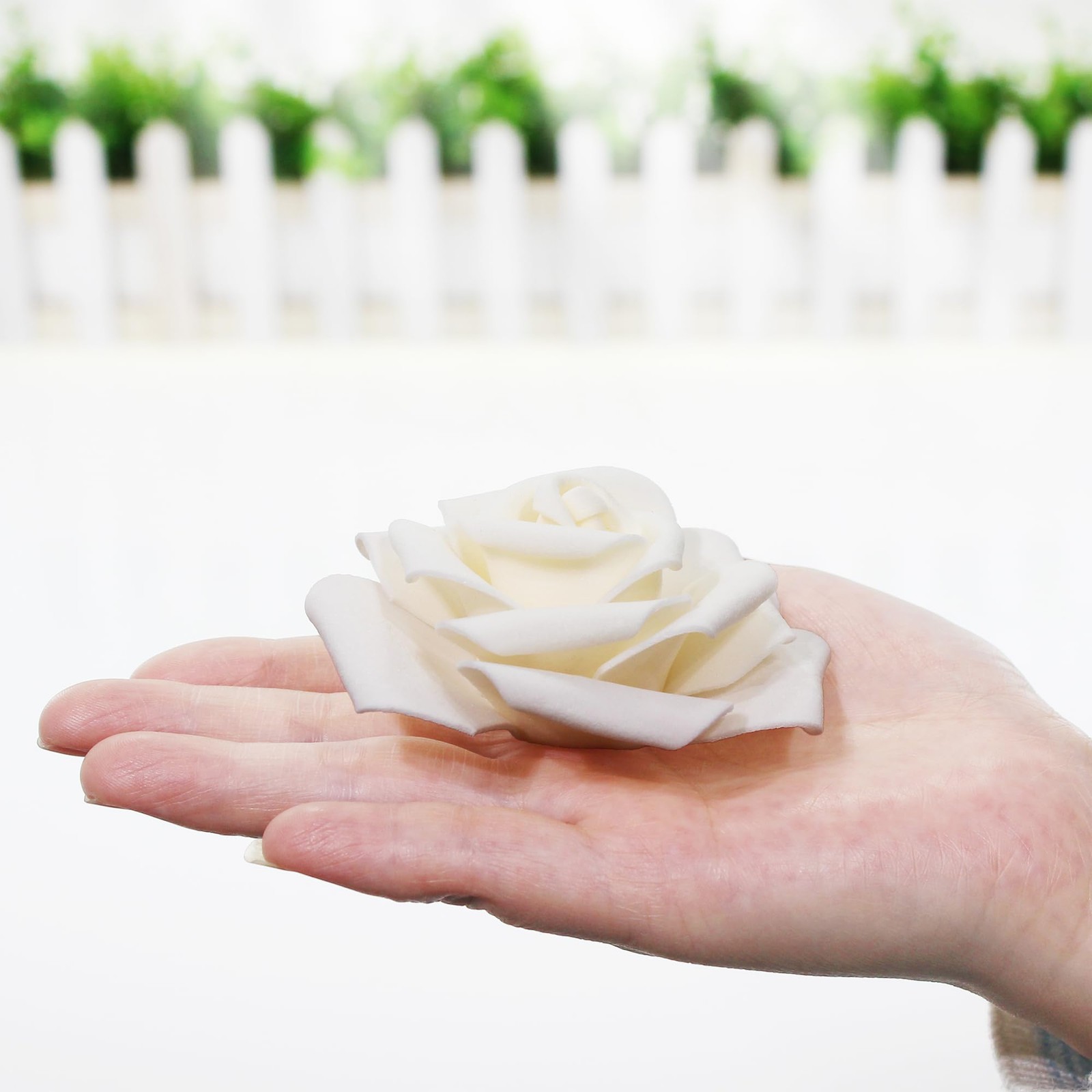 Vignor 100 Pcs 3 Inch Artificial Flowers Bulk 5 in 1 Set Faux Foam Fake Rose …