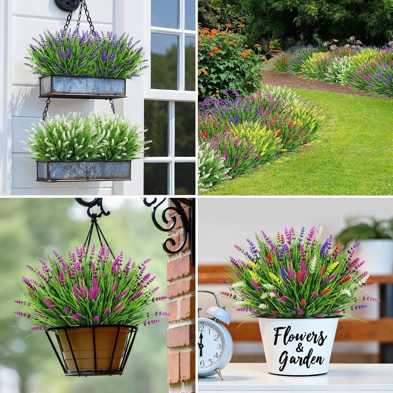 24 Bundles Artificial Flowers Bulk for Outdoors UV Resistant Fake Flowers Spring