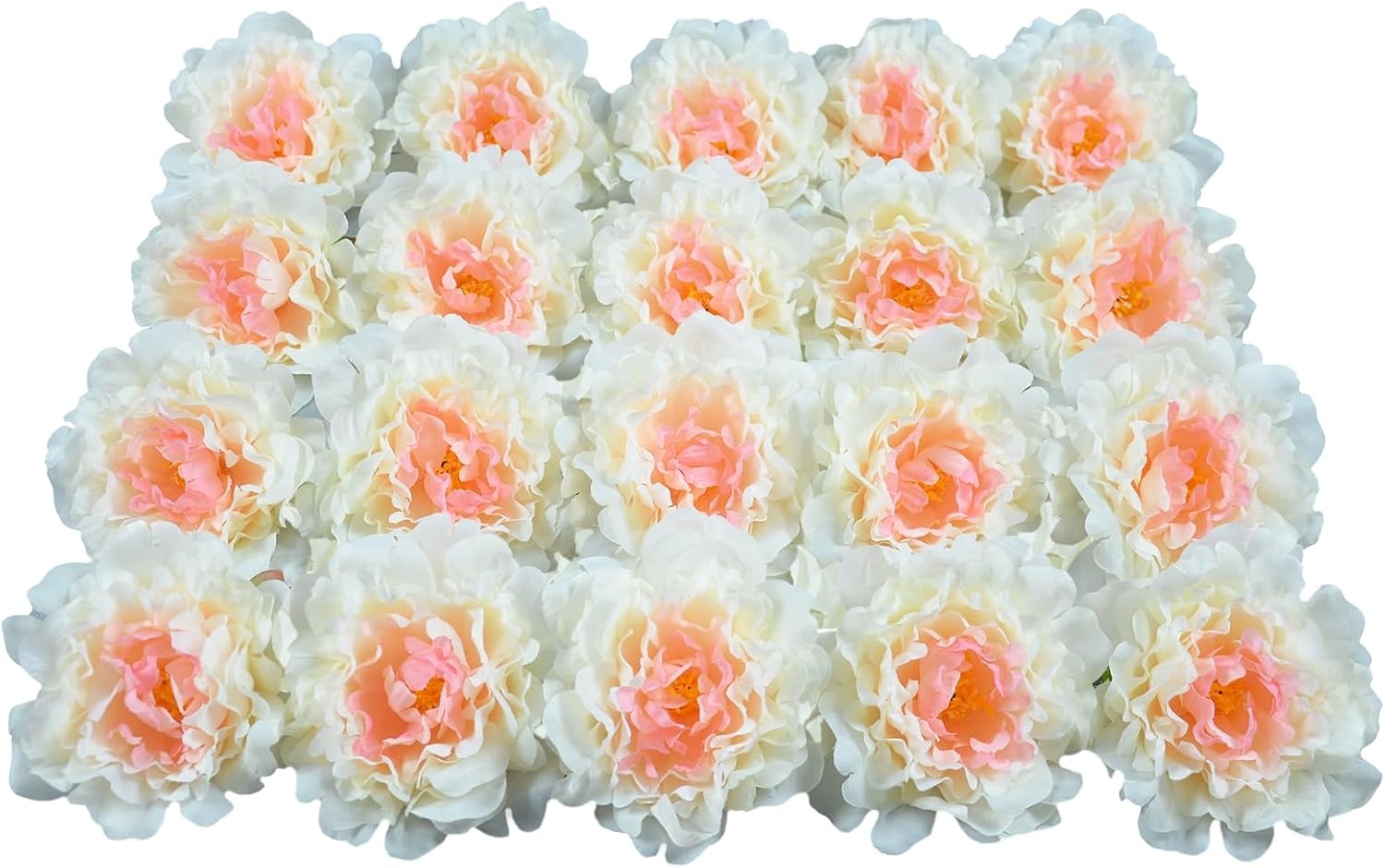 20 Pcs 5″ Silk Peonies, 6″ Stems No Leaf Artificial Flowers Decor