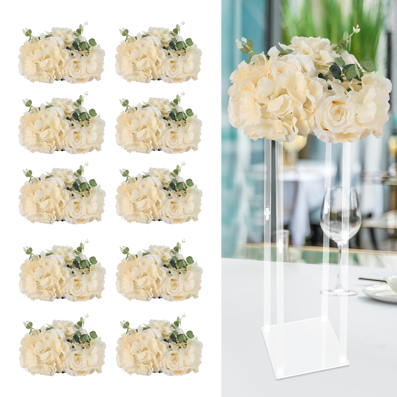 Flower Ball Centerpieces for Table 10 Pcs Fake Plastic Rose Centerpiece Flowers