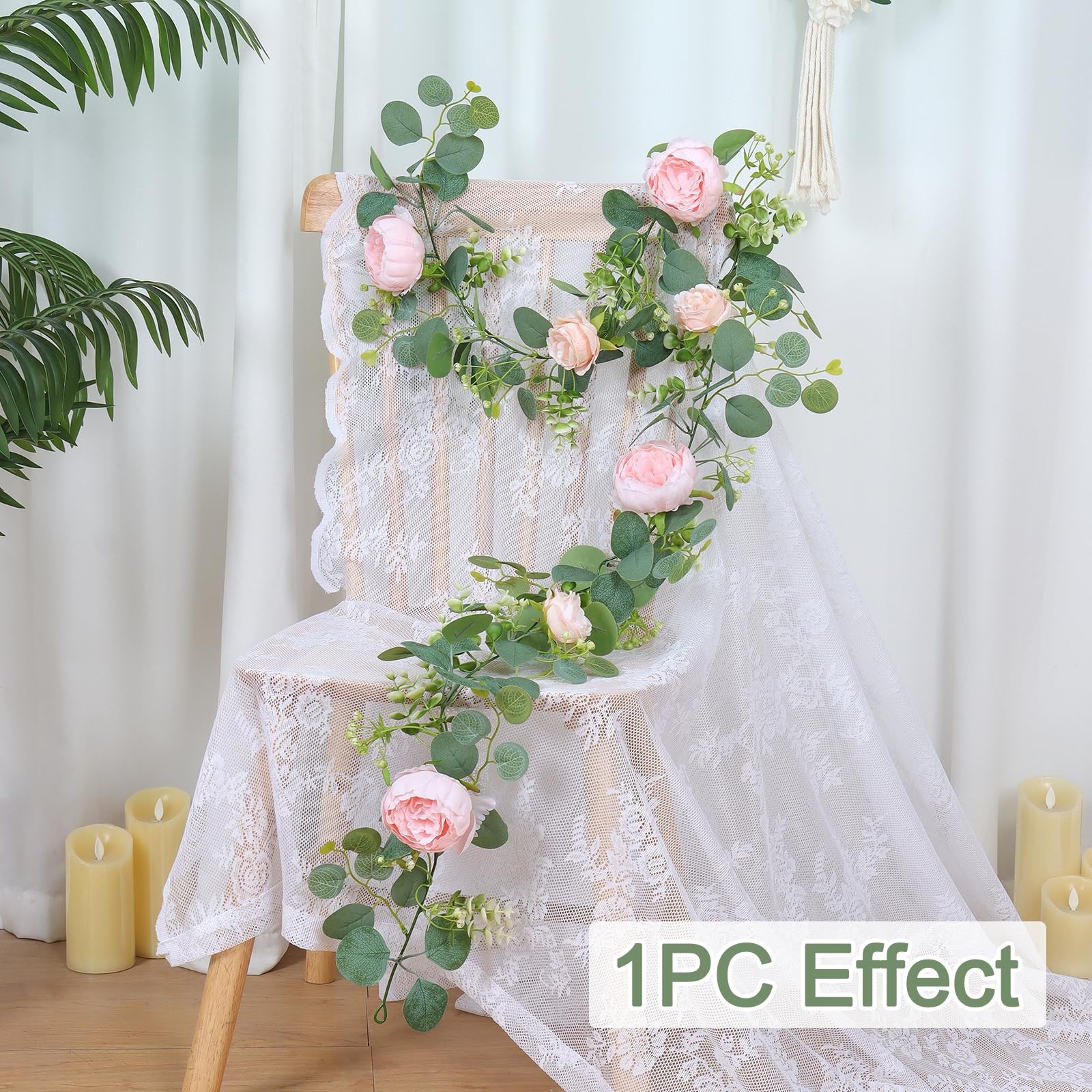 2 Pack 13FT Flower Garland, Artificial Rose Vine Fake Flower Garland Silk Ros…