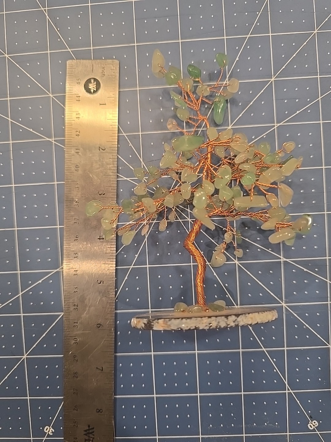 Crystal Tree Healing Natural Green Gemstone Stone Base Copper Wire Handmade
