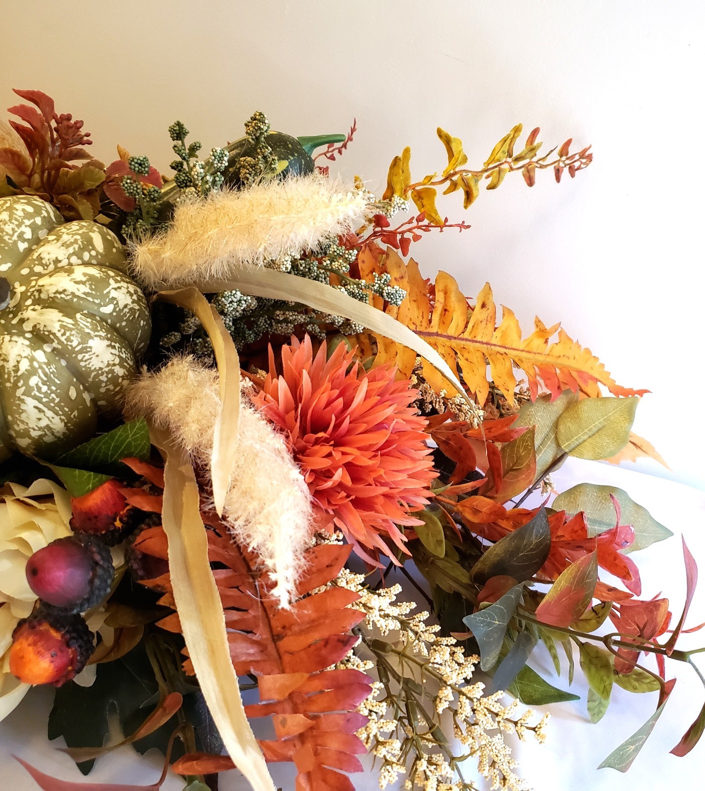 Fall Hydrangea Pumpkin Centerpiece, Rustic Autumn Table Arrangement, Neutral