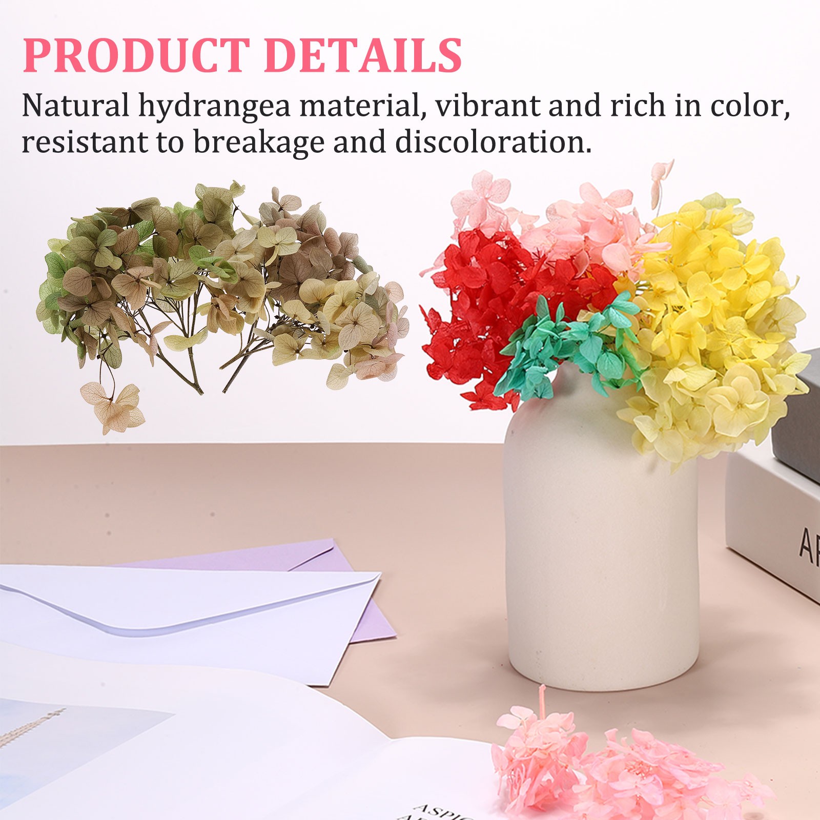 10g Mini Dried Hydrangea Flower Natural Pressed Flower Gradient Light Green Pink