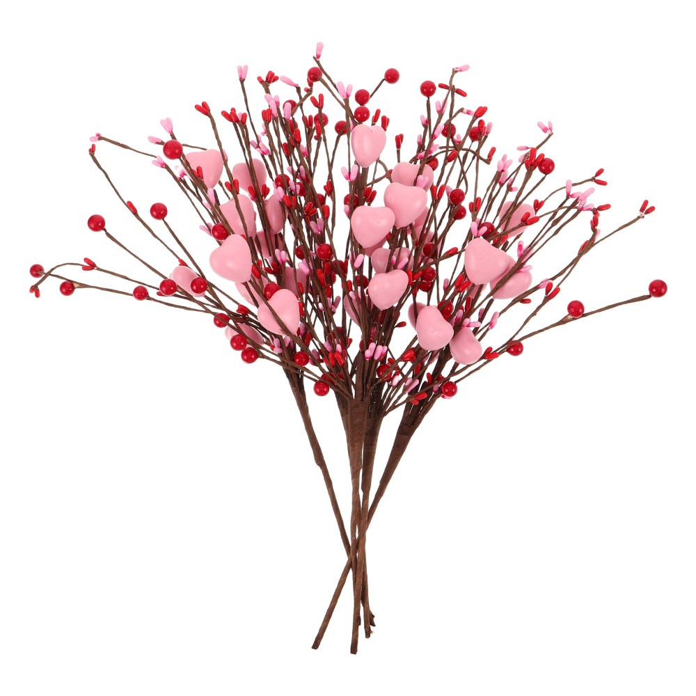 5Pcs Assorted Color Valentine Floral Picks with Bendable Stems for Vase Decor